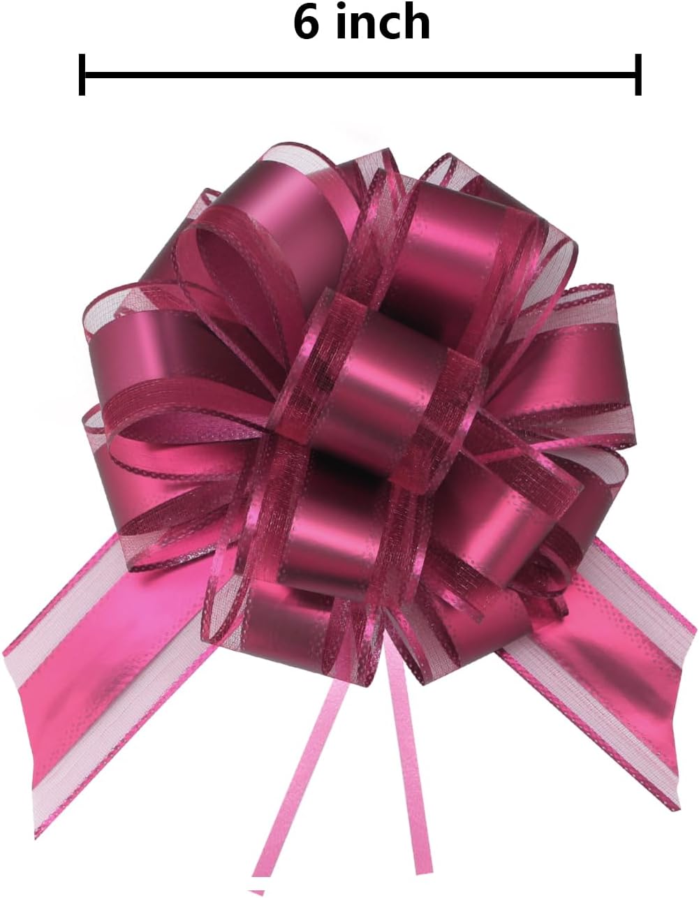 7 Pieces Large Pull Bows, 6 inche, Big Bow for Gift Wrapping, Christmas Party Birthday Gift, Wedding Baskets,Valentine's Day Gift Decorations, Flower Decoration (Wine red)
