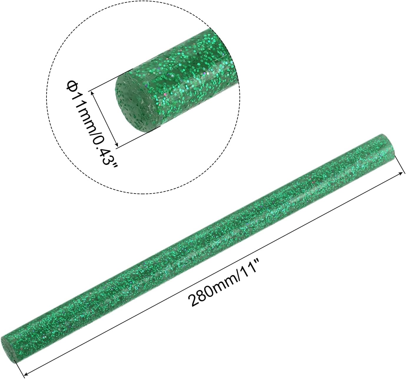 uxcell 20pcs Hot Glue Sticks for Glue Gun 11mm/0.43-inch x 11-inch Mini Hot Melt Adhesive Glue Stick Glitter Green
