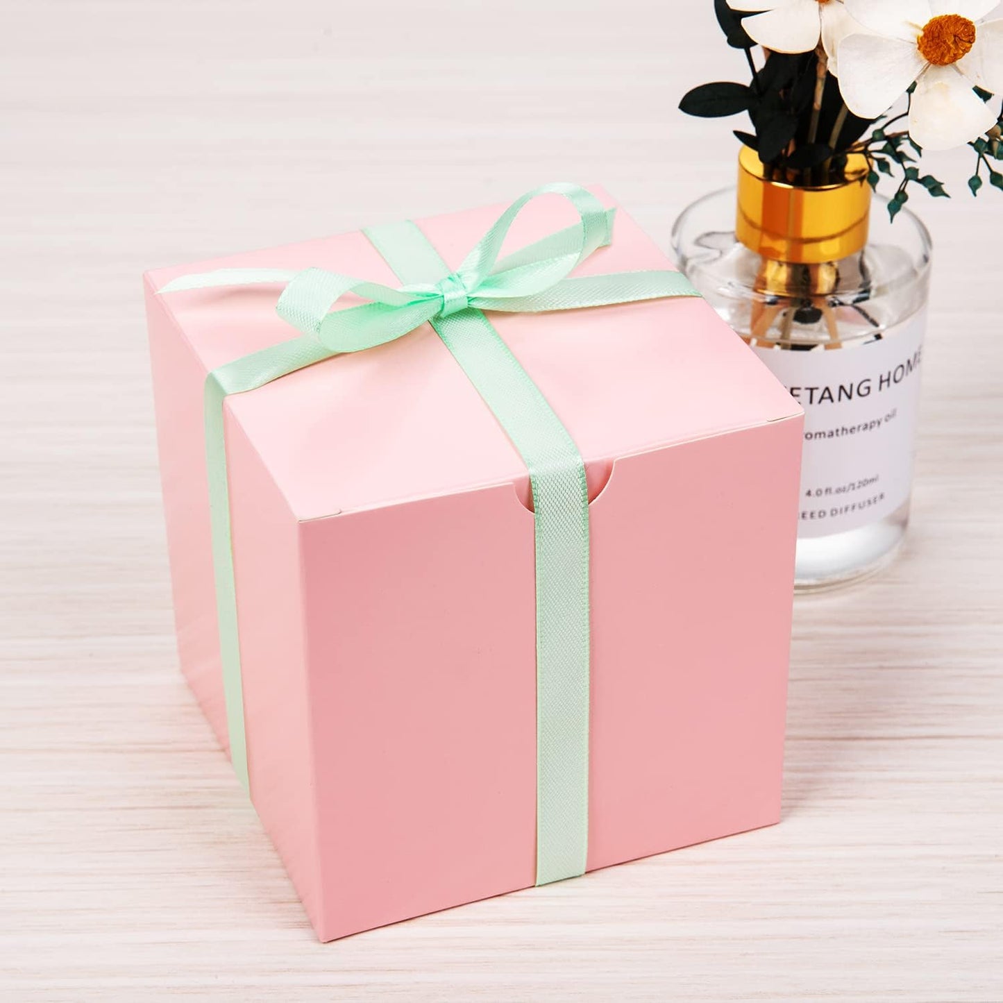 GEFTOL Small Pink Gift Box 50 Pack 4x4x4 inches Fold Box Easy Assemble Paper Gift Box Bridesmaids Proposal Box for Bridal Birthday Party Christmas