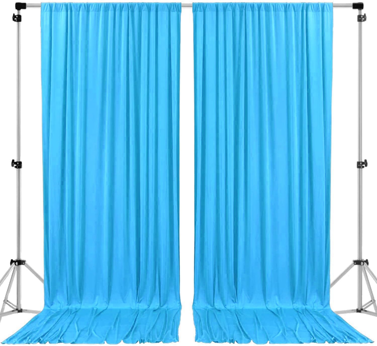 AK TRADING CO. 10 feet x 8 feet IFR Polyester Backdrop Drapes Curtains Panels with Rod Pockets - Wedding Ceremony Party Home Window Decorations - Turquoise