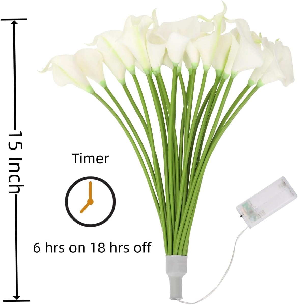 20pcs Artificial Calla Lily Bouquet Lamp Faux Floarl Night Light Real Touch Flower Night Lamp LED Calla Lily Lighted Artificial Flower for Mother's Day Gifts Home Kitchen Decor(White)