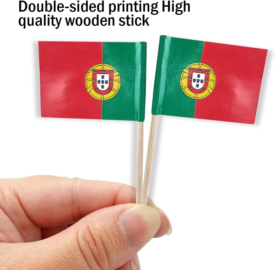 Portugal Flag Portuguese Flag, Small Mini Portugal Toothpick Flags for Food, Cupcakes, Cocktails, Appetizers, Bar Party Decorations