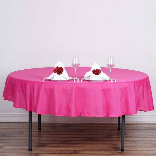 Efavormart Round Tablecloth, 90 Inch Stain & Wrinkle Resistant Washable Table Cloth, Decorative Polyester Fabric Table Cover for Banquet, Wedding, Dining- Fushia