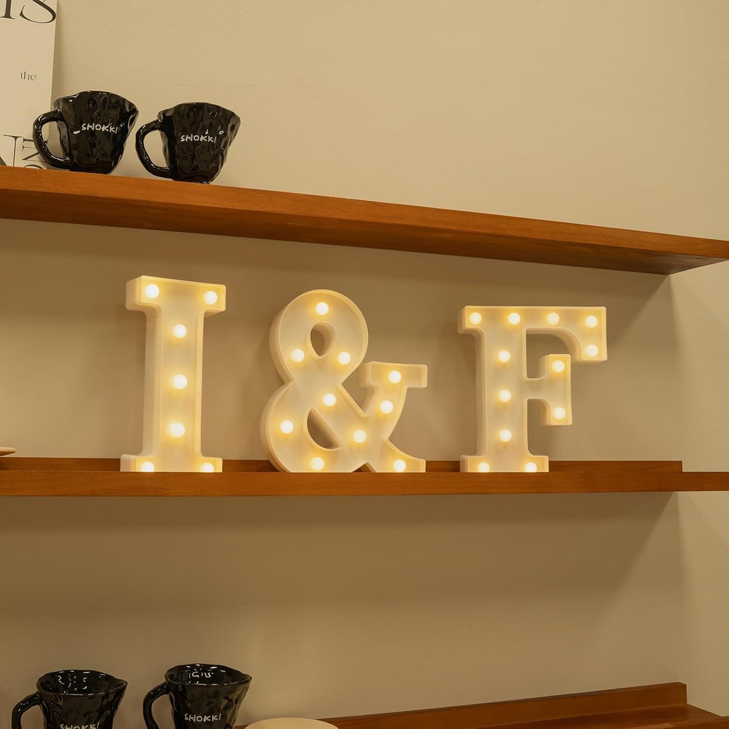 Foaky Rechargeable LED Letter Lights Sign Marquee Light Up Letters Sign for Night Light Wedding/Birthday Party Christmas Lamp Home Bar Decoration (I)