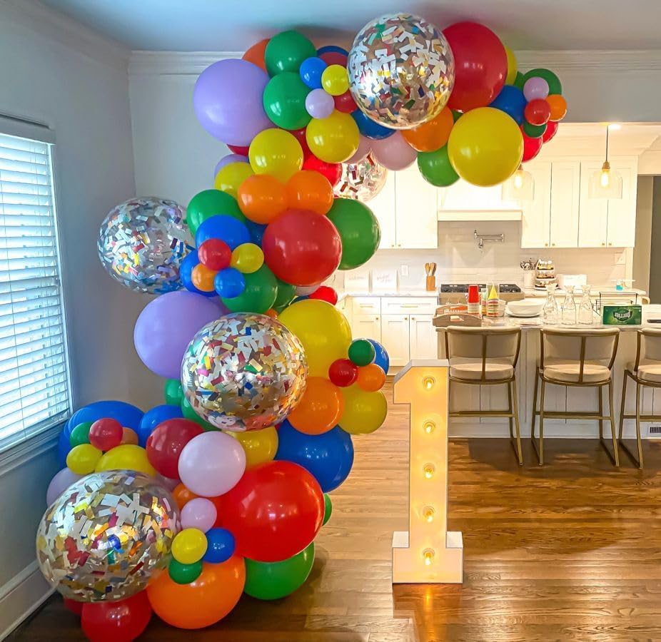 Red Yellow Blue Balloons, Rainbow Assorted Latex Balloons, 12inch Matte Blue Yellow Red Green Latex Balloons Colourful Confetti Star Balloons For Birthday Festival Carnival Circus Game Party Decor