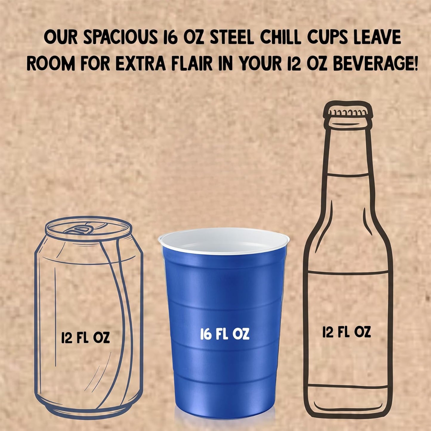 16 oz. Party Cups, Perfect for Cold Drinks, Sturdy & Durable, Disposable and 100% Recyclable, Made in USA, Blue, 180 Count
