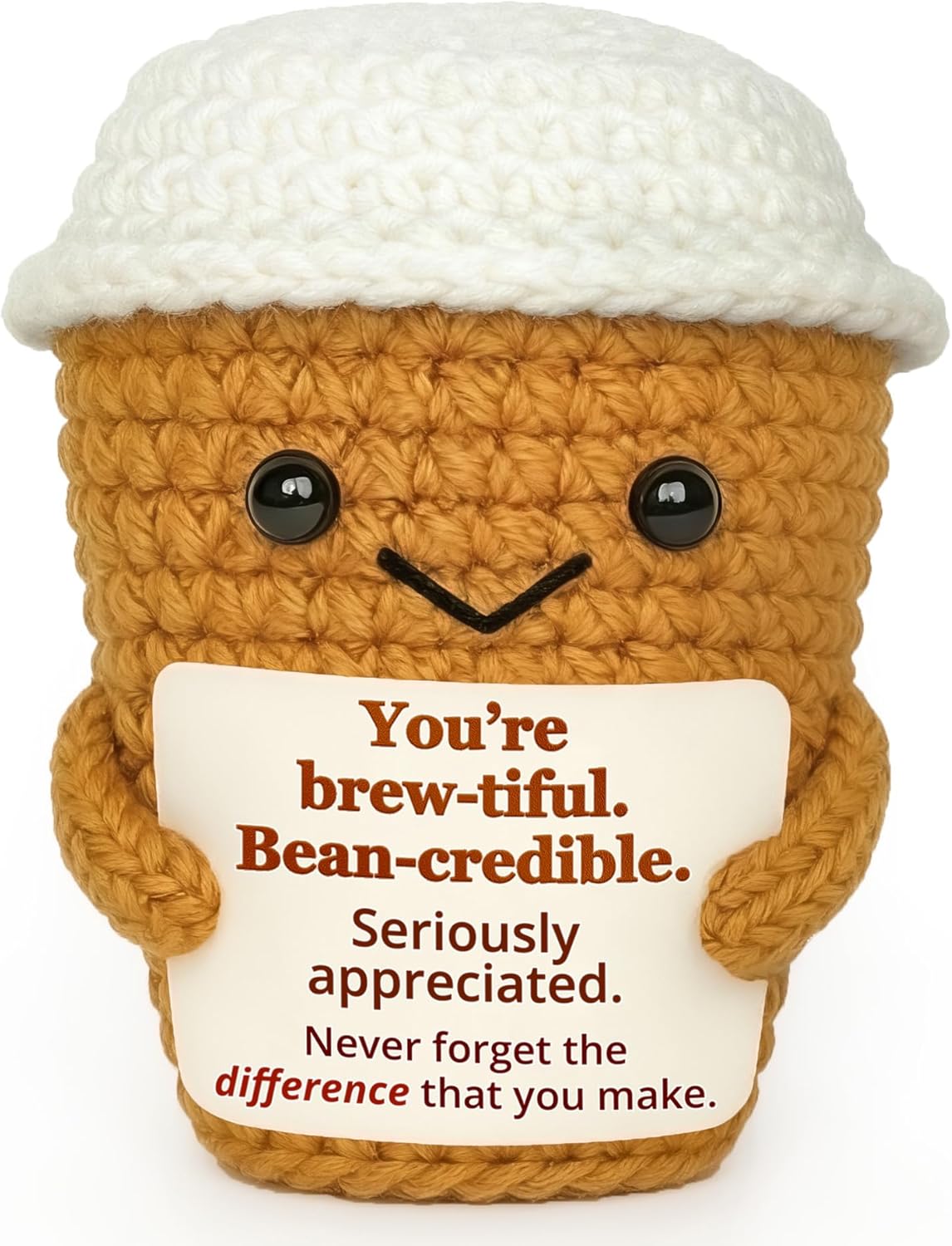 Coffee Lovers Gifts for Women, Positive Espresso Emotional Crochet Handmade Support, Small Appreciation Gifts for Coworker, Teacher Friends Thank You Gift