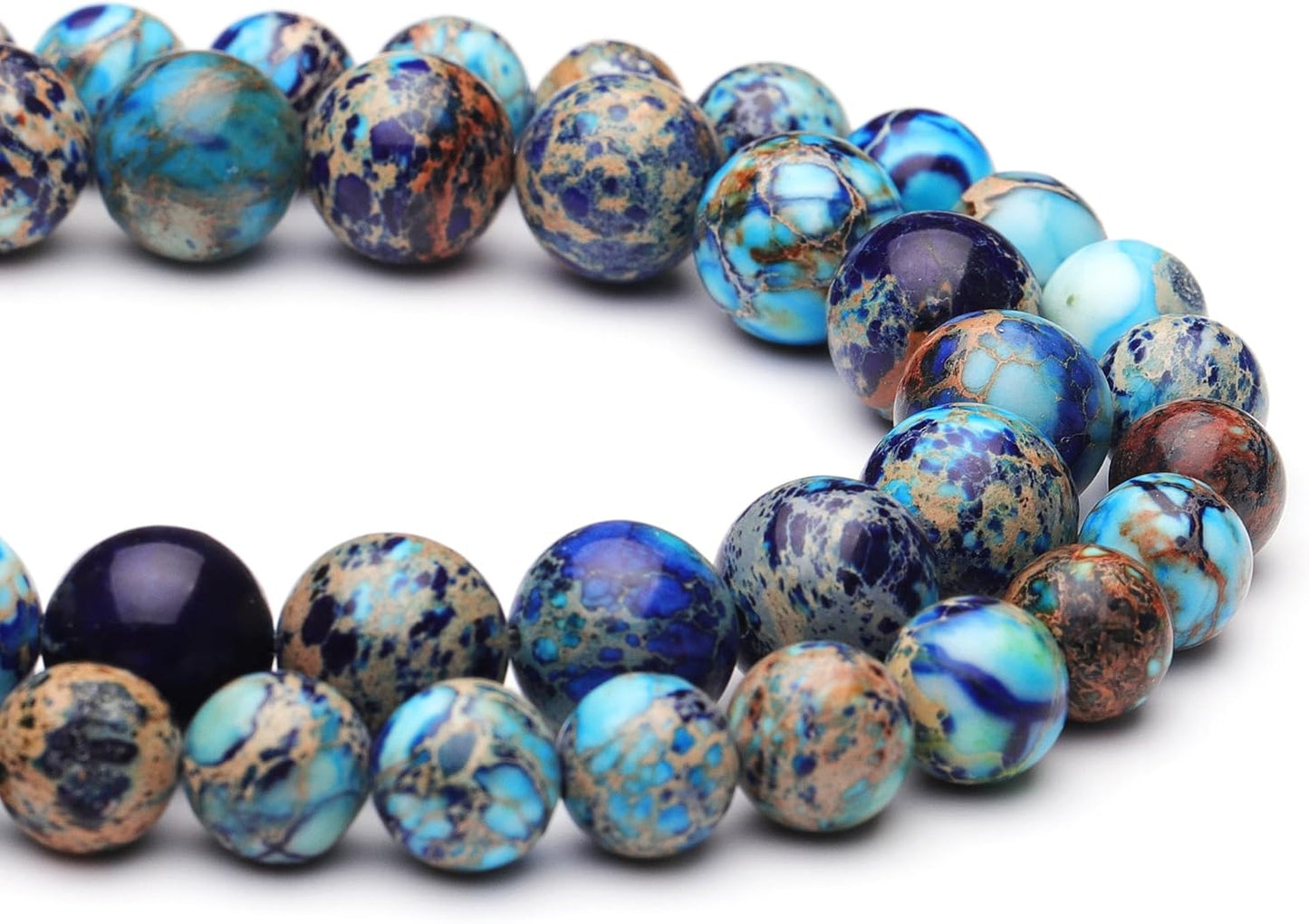 8mm Natural Stone Beads for Jewelry Making,Blue Imperial Jasper Polished Smooth Round Gemstone Beads for Bracelet Necklace 15 Inch