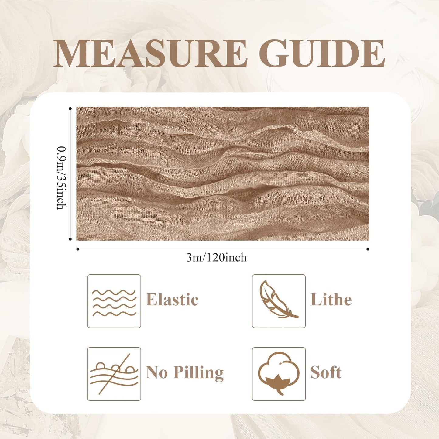 Asee'm 2pcs Cheesecloth Table Runner 120 Inches Long Nude Boho Gauze Cheese Cloth Runner 10FT Rustic Sheer Table Runners for Christmas Wedding Party Baby Shower Spring Easter Decoration