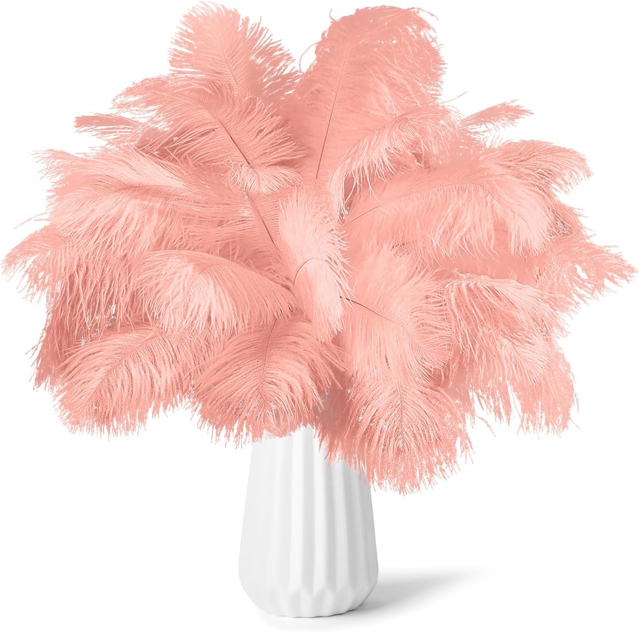 NEWONG 30pcs Rouge Pink Ostrich Feathers Natural Bulk 8-10in（20-25cm） Vase Craft Wedding Home Party Centerpieces Christmas Day Decoration