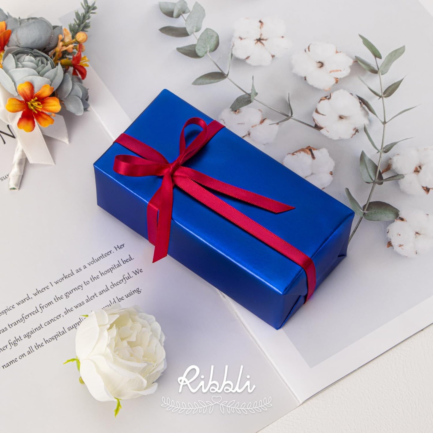 Ribbli Double Faced Red Satin Ribbon,1/4” x Continuous 25 Yards,Use for Bows Bouquet,Gift Wrapping,Floral Arrangement