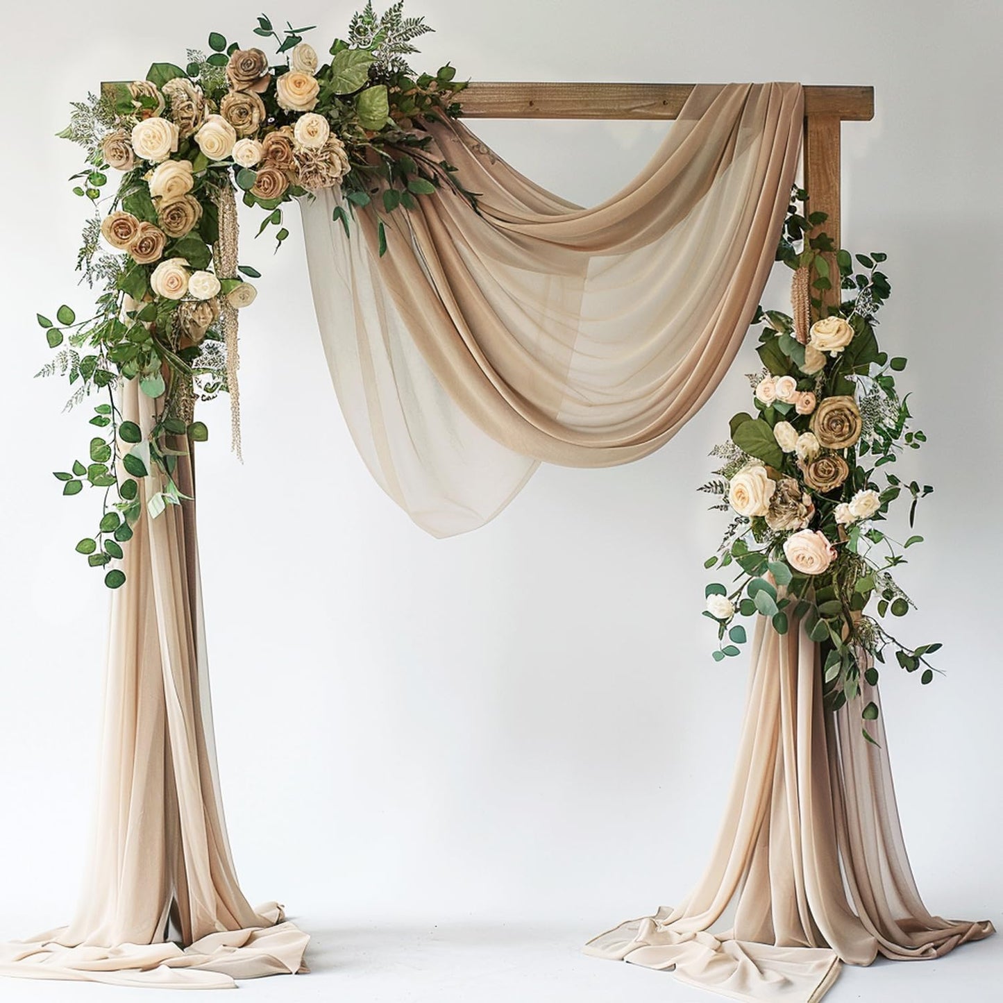 Wokceer Wedding Arch Draping Fabric Nude 28.7" x 20FT Sheer Drapes Backdrop for Ceremony, Birthday Party, Bridal Shower Decoration