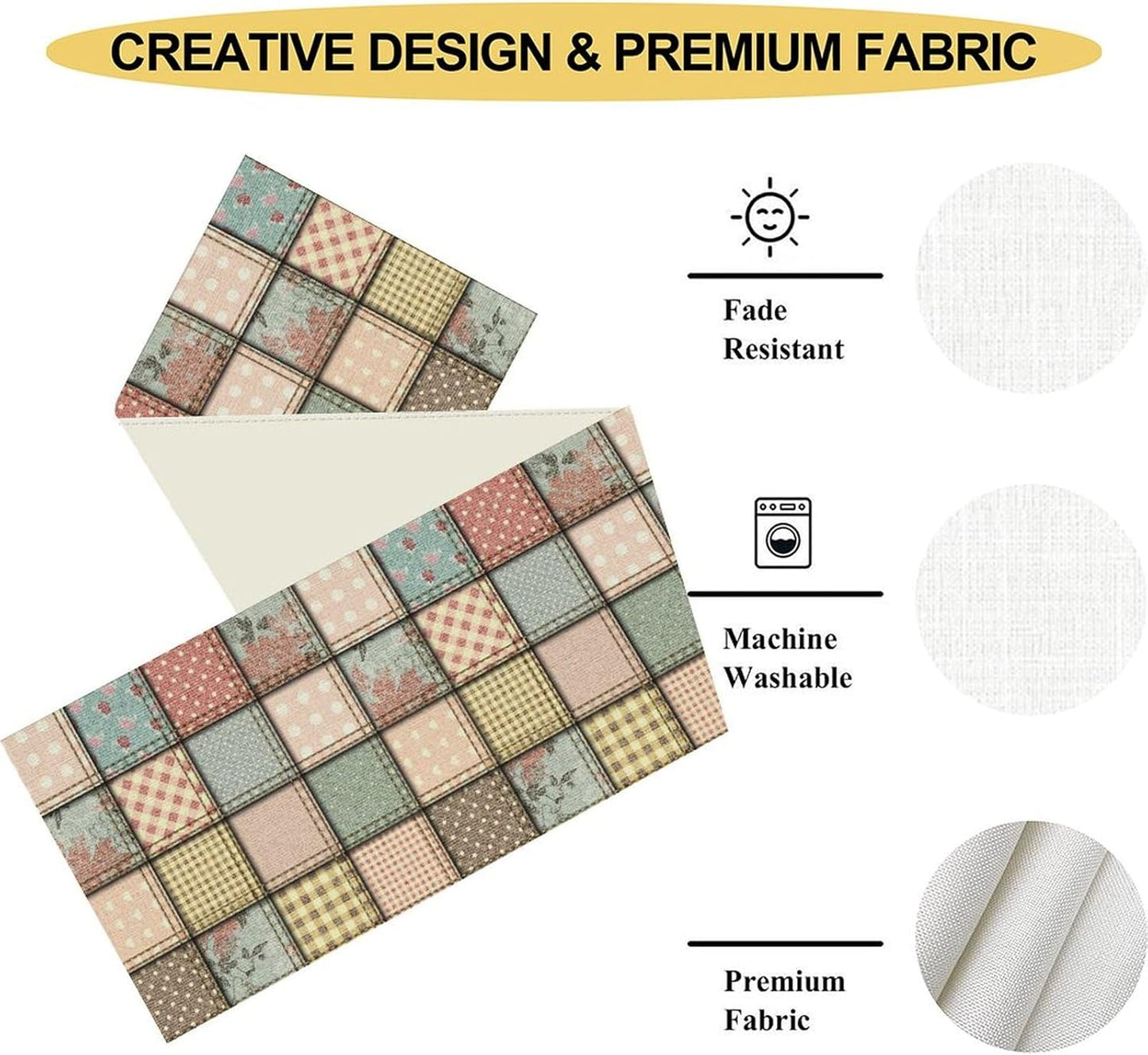 Boho Patchwork Table Runner, Vintage Farmhouse Colorful Wildflowers Bohemian Paisley Flower Table Center Decor for Home Kitchen Dining Patio Holiday Party Indoor Table Decorations, 13"x72" Inch