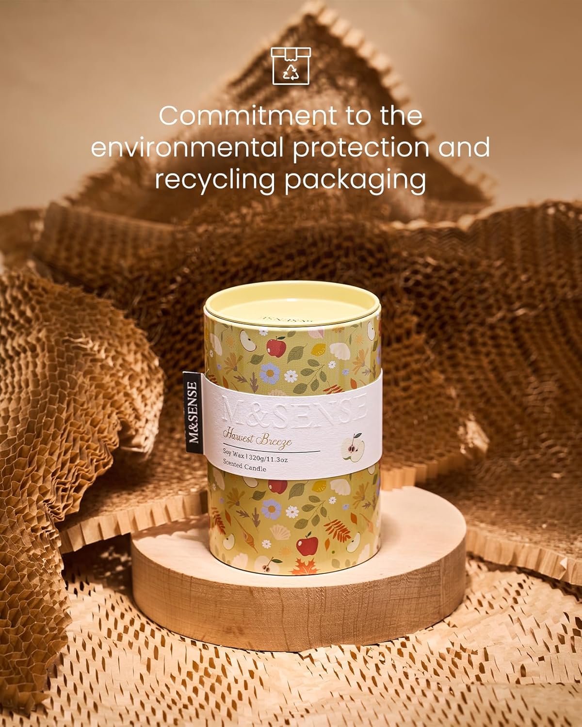 M&SENSE Harvest Breeze Scented Candle, Medium Jar Candle 11.3oz Natural Soy Wax for Home Scented, Floral Candles Gift for Spring Holiday, Up to 70 Hours Burning Long-Lasting Fragrance