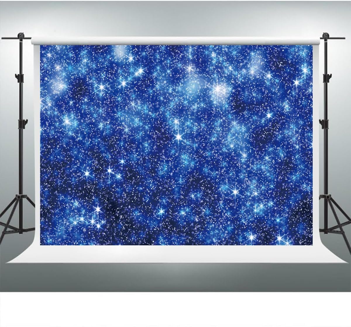 YongFoto Blue Glitter Backdrop 6x4ft Silver Light Spots Navy Blue Sequin Bokeh Photography Background Birthday Bridal Shower Wedding Photography Background Party Banner Decor Portraits Photoshoot