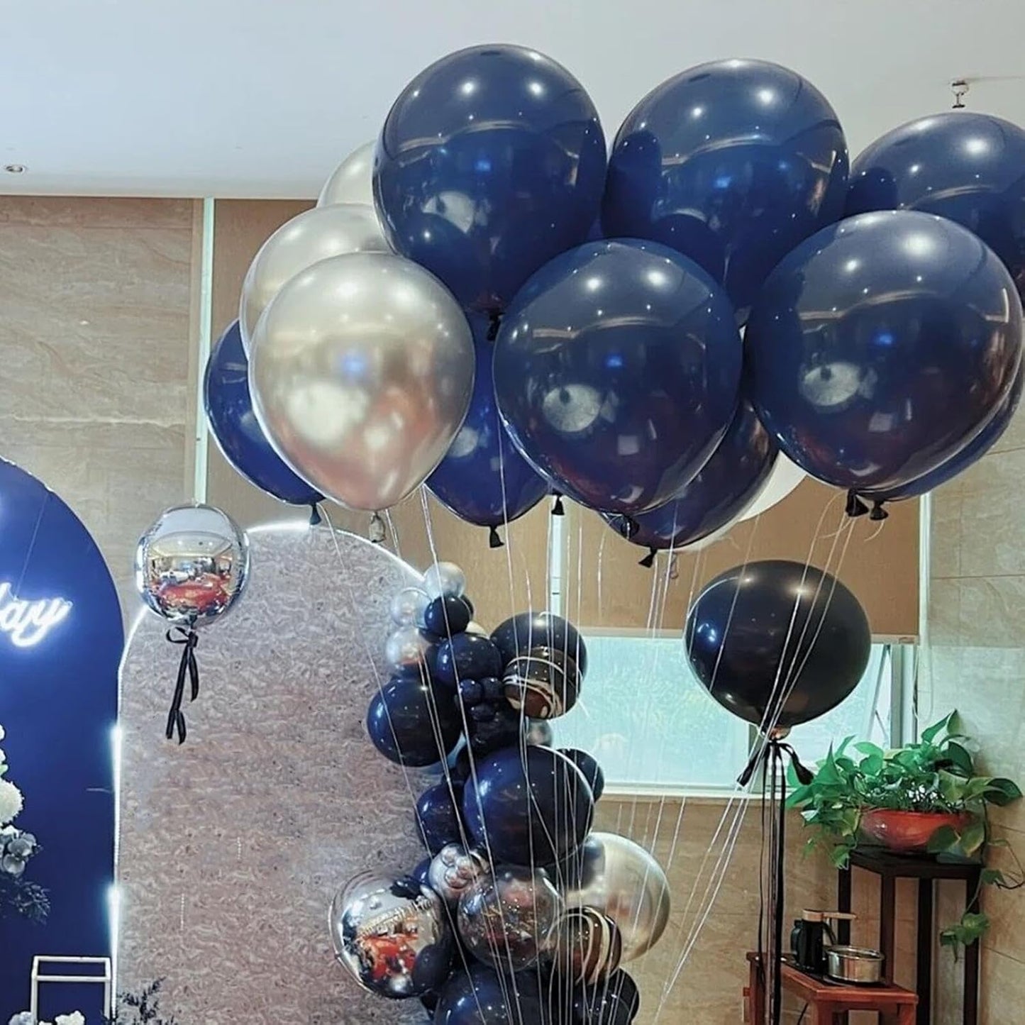 412pcs Navy Blue Balloons Garland Arch Kit 18 12 10 5 Inch Different Sizes Latex Balloons for Shower Christmas Birthday Festival Happy Blue Theme AnniversaryWedding Jungle Safari Decorations