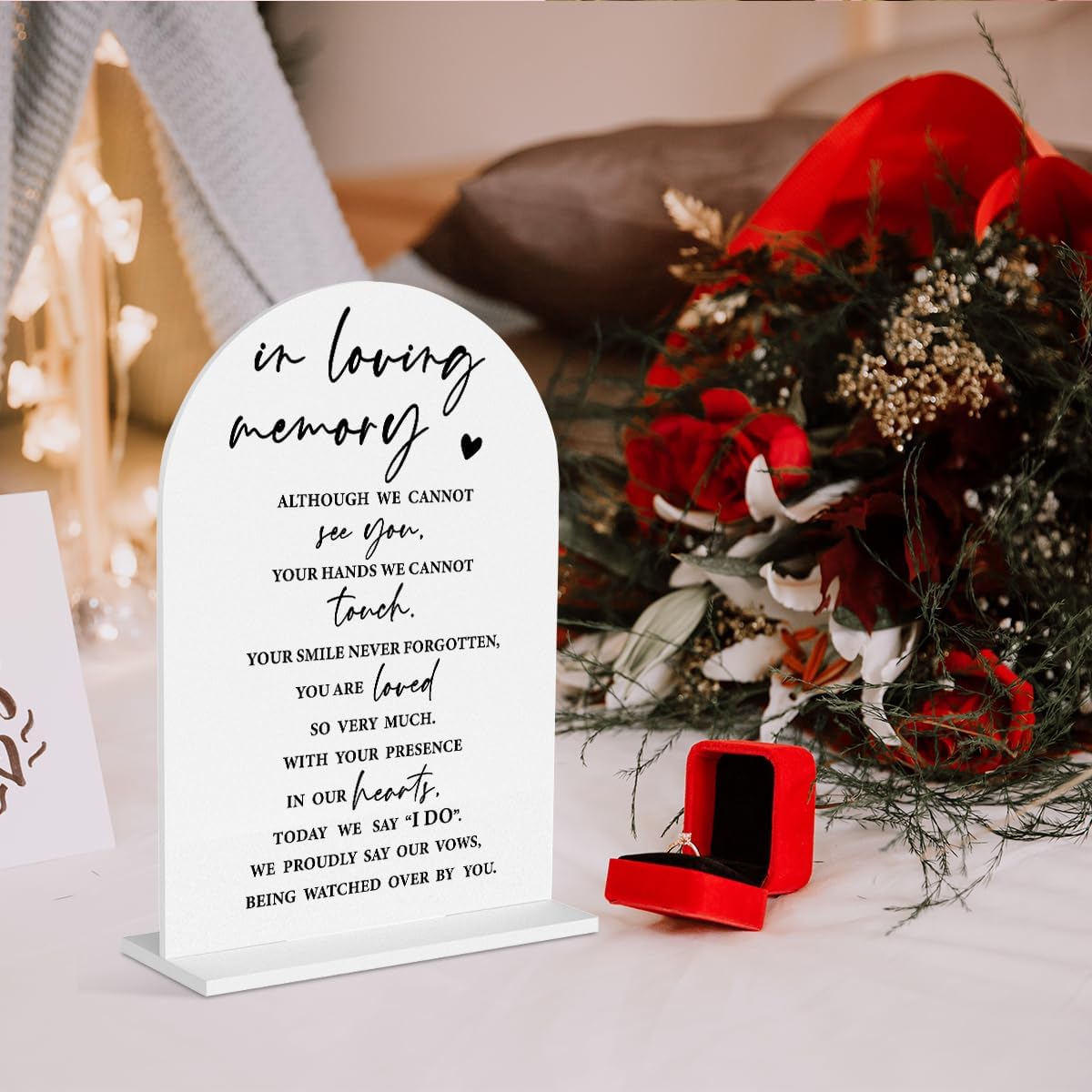 Wedding Memorial Sign Rustic Wedding White Acrylic Gift Table Sign for Ceremony and Reception, Acrylic Memorial Signs Gifts for Marriage Reception Signs