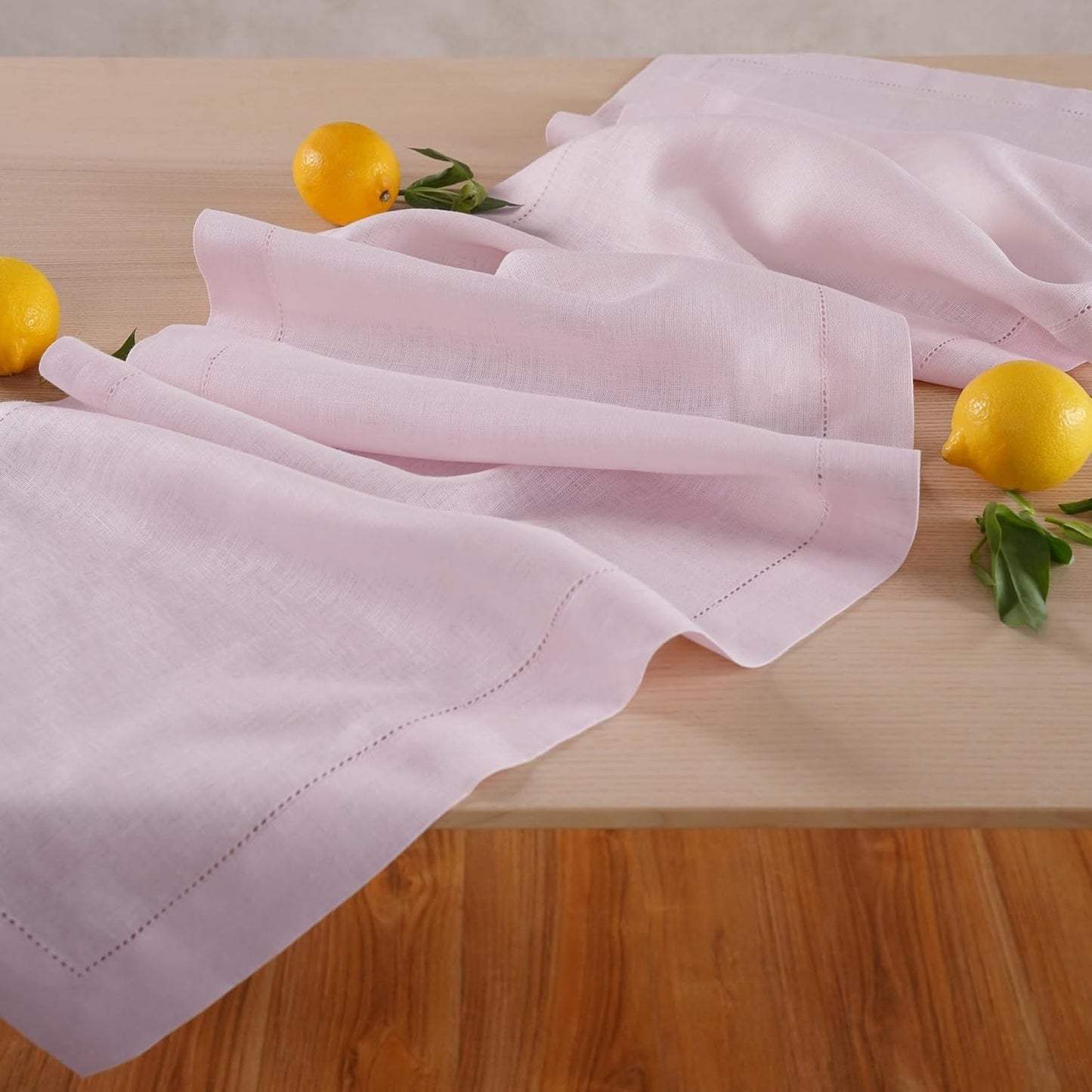 Pink Table Runner 36 inches – 100% Pure Linen Hemstitch Coffee Table Runner 14 x 36 Inch Ideal for Dresser Tables – Elara, Spring, Summer, Wedding Decorations, Gift