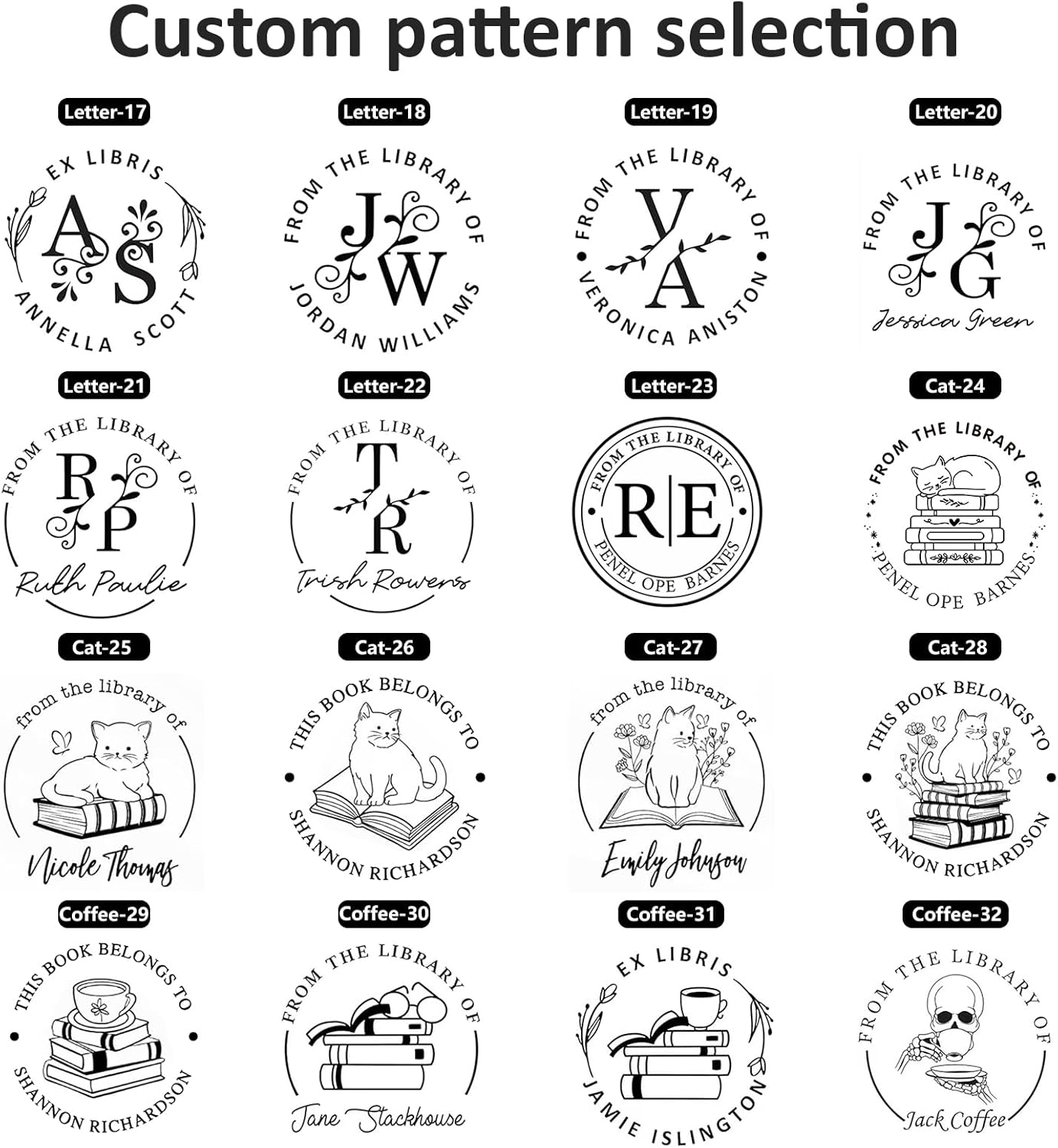 Book Custom Embosser - Personalized Library Stamp with Your Name, Customized Embosser Gifts for Book Lovers, Readers (Floral-07)