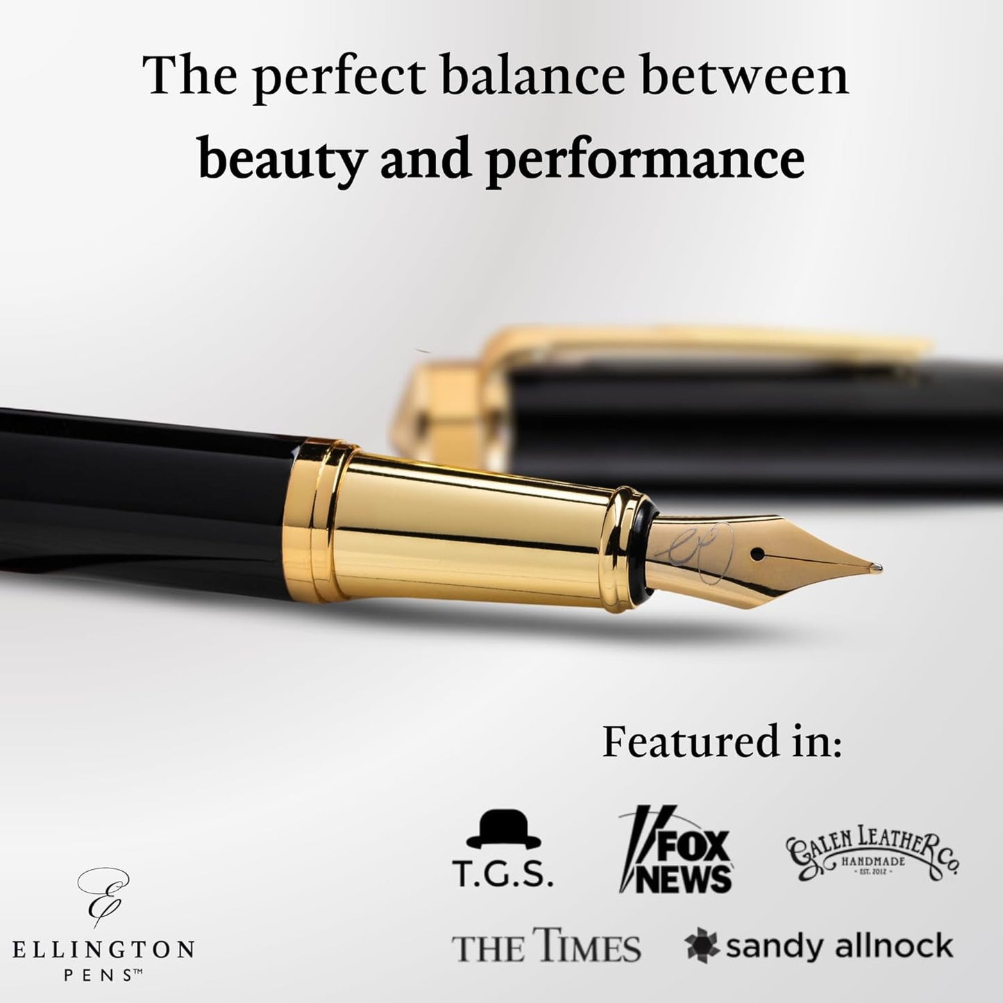 Ellington Pens Luxury Fountain Pen Set- Fountain Pens for Writing - Smooth Fine Nib - Includes Refillable Ink Converter, 3 Ink Cartridges [Black & Blue], Gift Box - Elegant Calligraphy