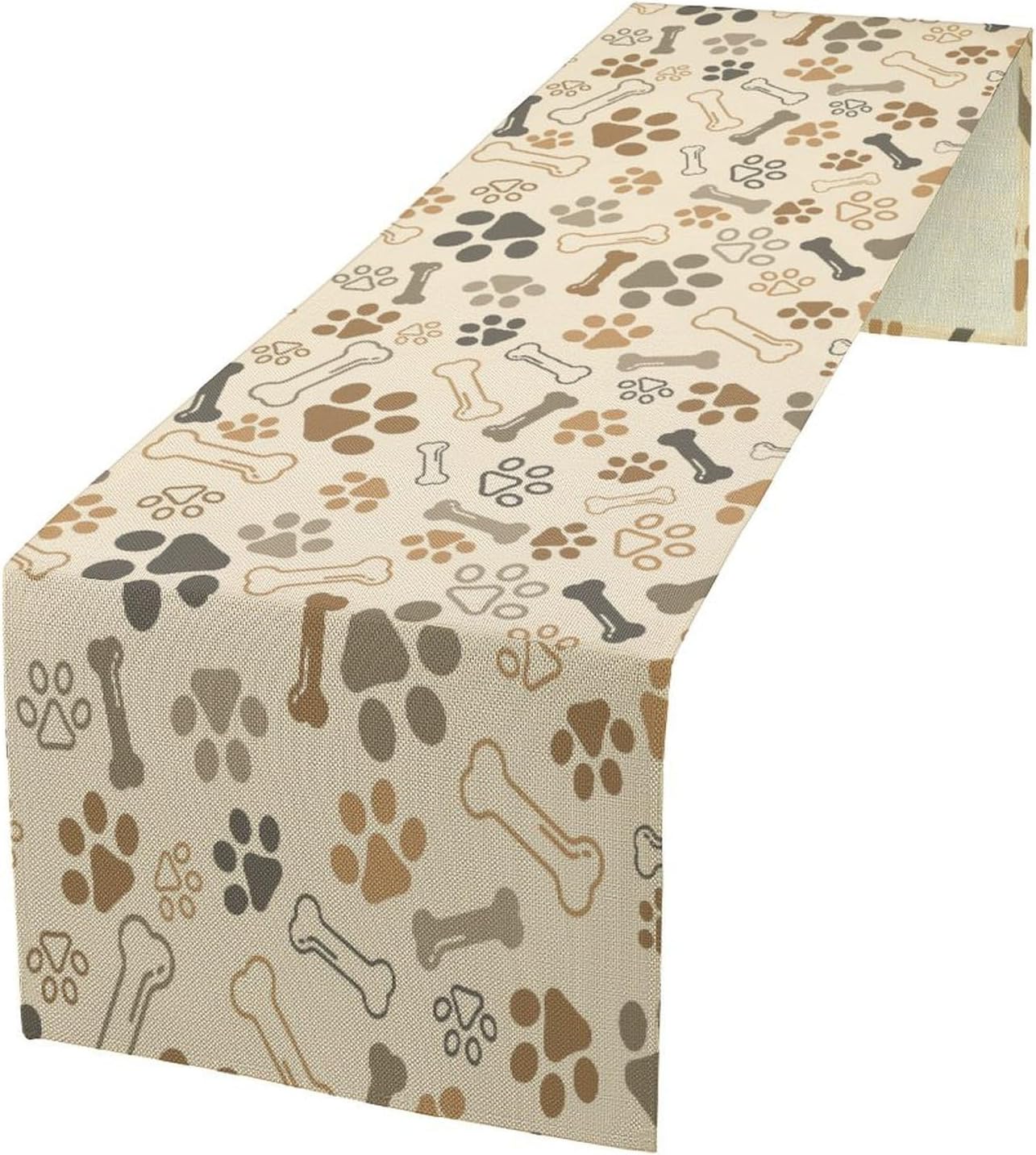 Dog Paw Table Runner,Kids Teens Cute Pet Animal Footprint Theme Pattern Print Tablecloth Burlap for Hotel Indoors Outdoor Dining Room Kitchen Home Decor,W13X L108 in
