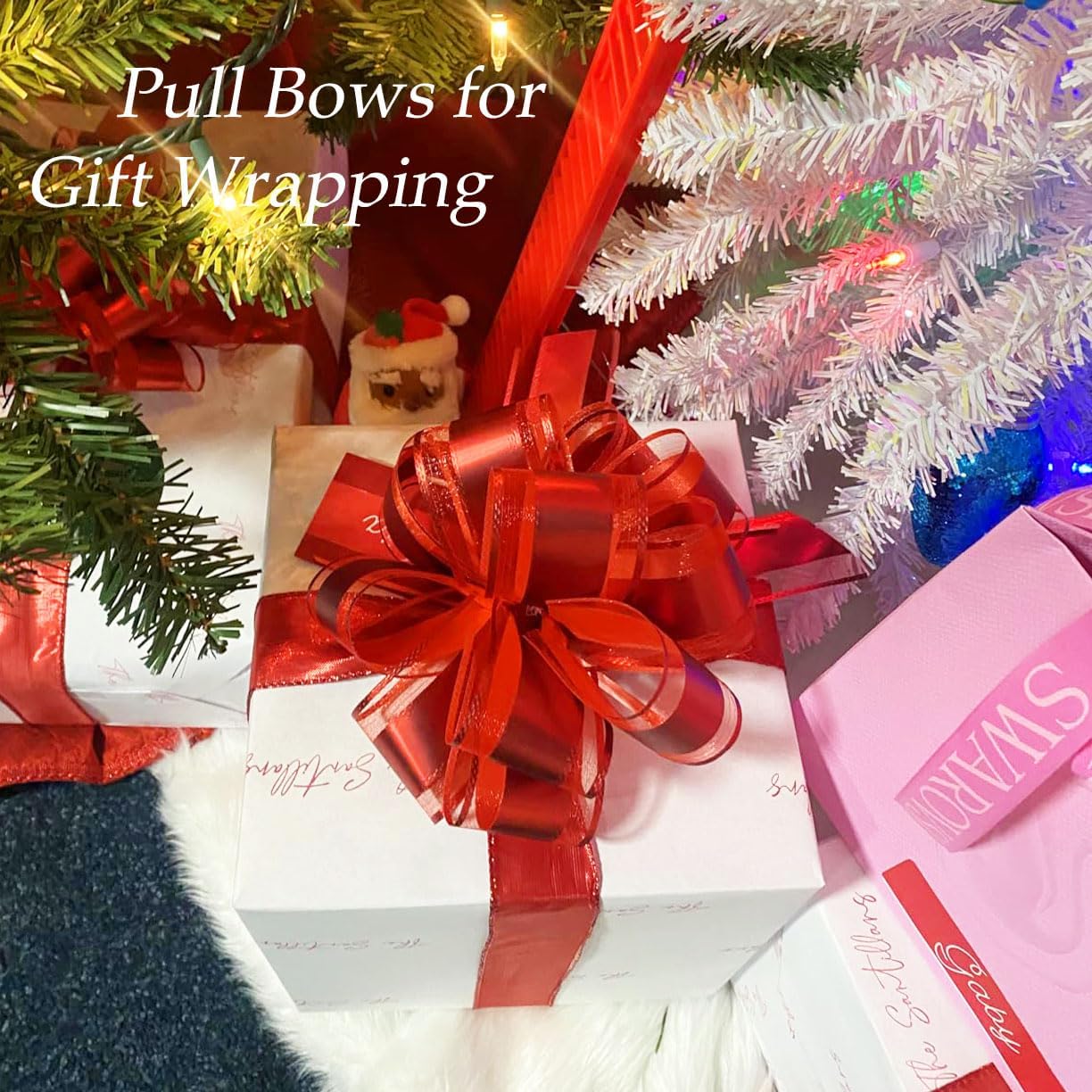 7 Pieces Large Pull Bows, 6 inche, Big Bow for Gift Wrapping, Christmas Party Birthday Gift, Wedding Baskets,Valentine's Day Gift Decorations, Flower Decoration (Red)