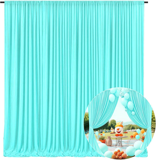 10 x 10 Feet Blue-Green Backdrop Curtain for Partie, Background Curtains for Photoshoot, Birthday, Wedding, Halloween, Thanksgiving, Christmas Day, New Year Party Decorations 5Ft x 10Ft, 2 Panels