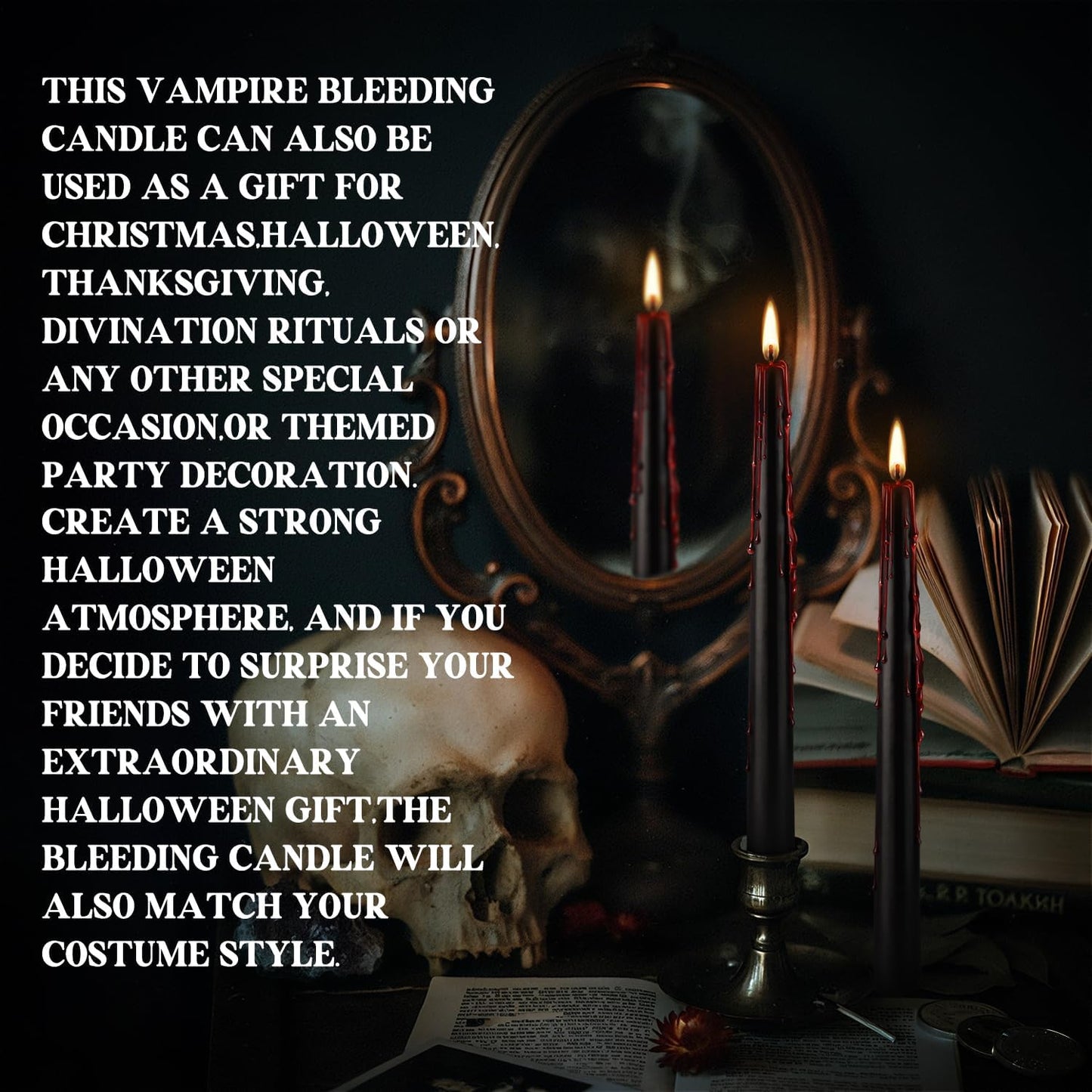 24 Pcs 10 Inch Vampire Blood Taper Candles Vampire Blood Candle, Ritual Spell Unscented Candle Halloween Spooky Decor for Haunted House, Gothic Theme Party.