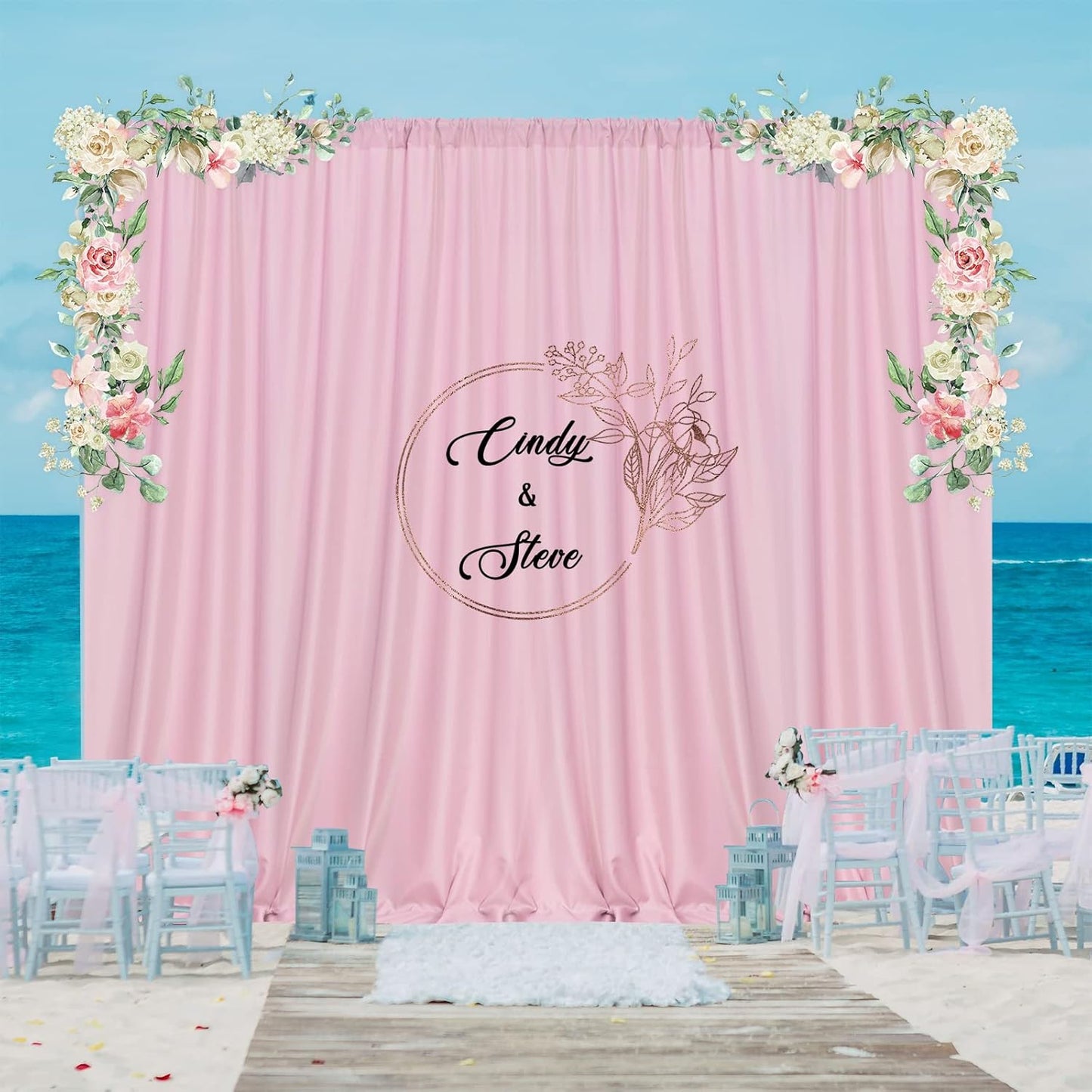 Pink Backdrop Curtain for Parties Rod Pocket Pink Curtains Photography Backdrop Drapes Privacy Fabric Decoration for Birthday Party Wedding Baby Shower Home Decor, 5ft x 8ft, 2 Panels