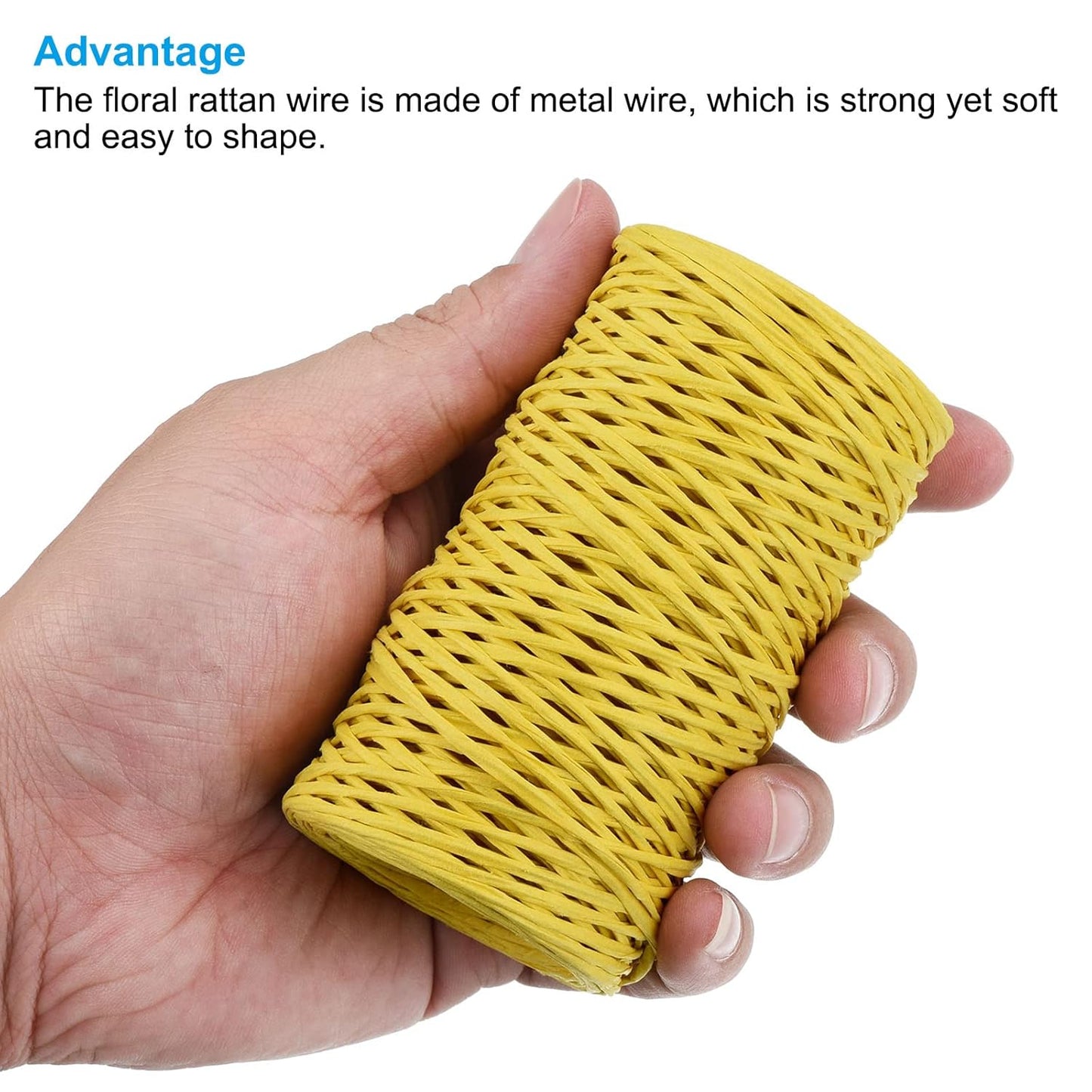 PATIKIL 164 Feet Floral Bind Wire Wrap Twine, 1mm Yellow Paper-Wrapped Iron Wire for Flower Bouquets