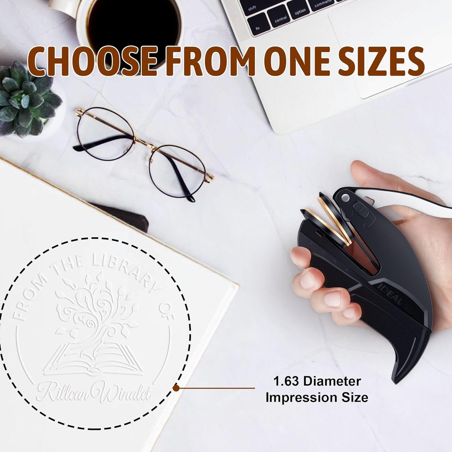 Personalized Book Embosser - Custom Library Stamp, Personal Gifts for Book Lovers, Readers, Teachers (BT-01)