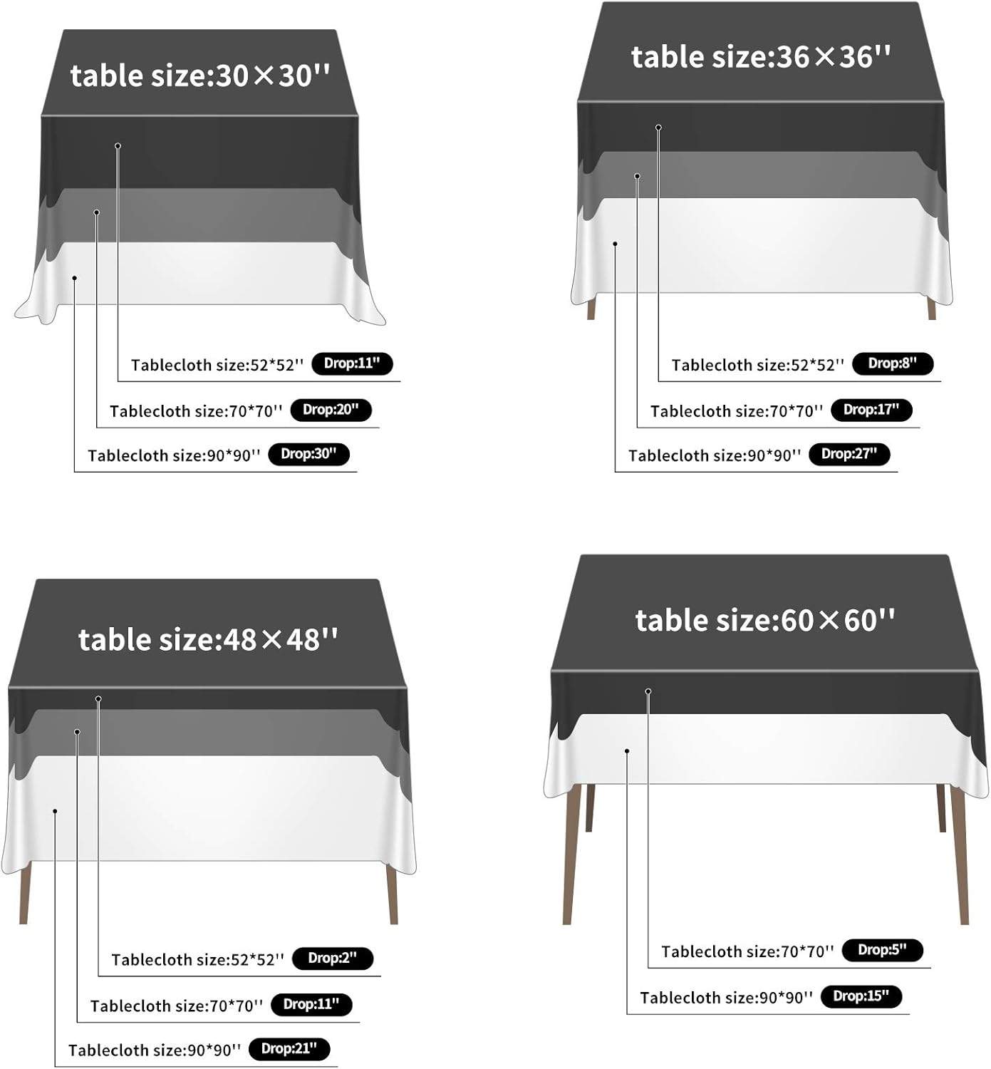 Cupuamon Square Tablecloth 70x70 inch Washable Polyester Fabric Table Cloth for Wedding Party Dining Banquet Decoration（70x70,Silver）