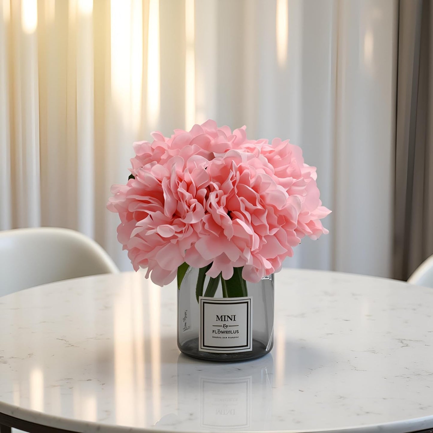 LADADA Artificial Peony and Glass vase Decoration, Used for Dining Table, Kitchen Decoration(Light Purple)