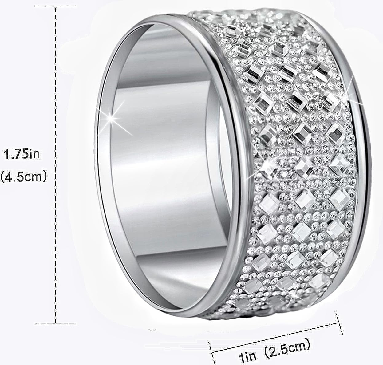 Silver Diamond Napkin Ring Set of 24 Rhinestone Crystal Glass Framed Napkin Holder for Table Decor,Thanksgiving,Christmas,Anniversary, Birthday, Holiday, Party Serviette Buckles Home Decoration