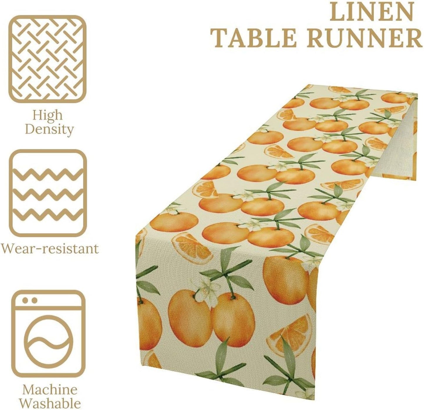 Spring Summer Orange Citrus Table Runner Watercolor Sweet Fruit Botanical Print Dinner Runner for Farmhouse Baby Shower Party Holiday Home Kitchen Dining Table Decor 13x70