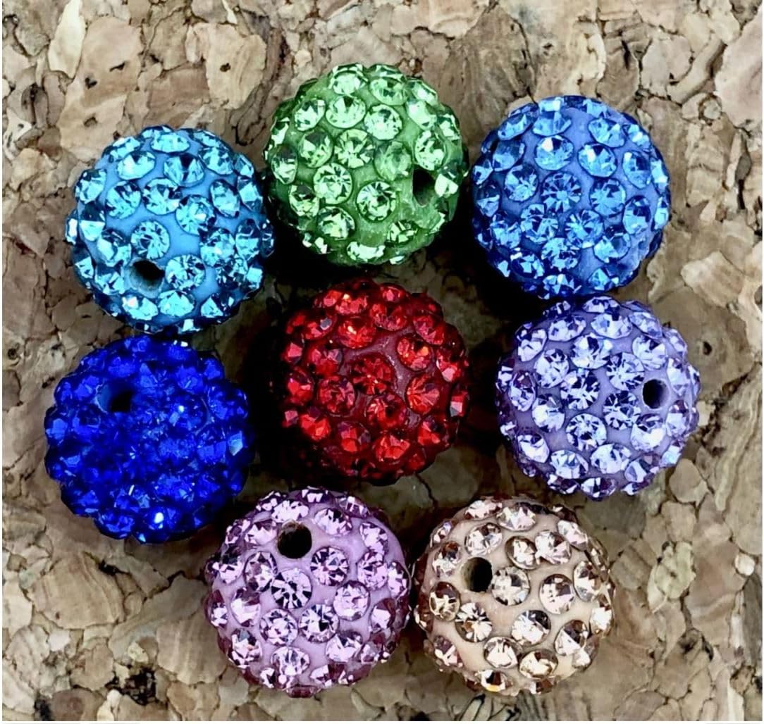 100pcs Adabele Grade A Suncatcher Crystal Rhinestone Pave Loose Beads 12mm Tanzanite Purple Polymer Clay Disco Ball Spacers Compatible with Shamballa All Craft Jewelry Making DB12-26