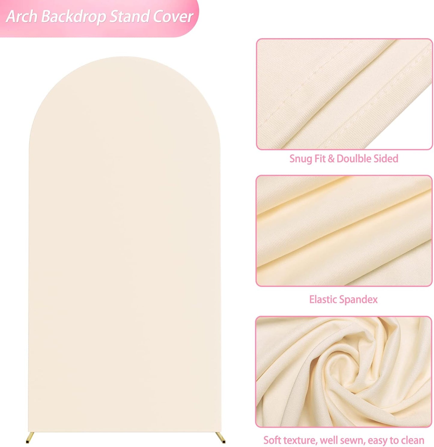 Wokceer 6.6 FT Wedding Arch Backdrop Stand and Arch Cover, Metal Arch Stand with Arch Stand Cover for Birthday Party Wedding Ceremony Bridal Baby Shower Event Decor