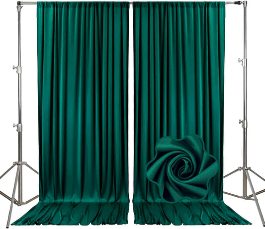 10ft x 10ft Lake Green Backdrop Curtains for Parties, Fabric Satin Background Curtain with Rod Pockets for Weddings, Birthday, Baby Shower, Photography, Graduation Party Backdrop Drapes, 2 Panels
