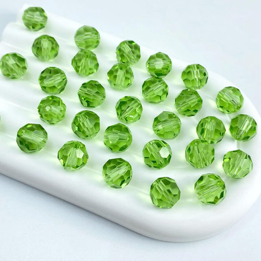 200 PCS 6mm Crystal Glass Beads Round Multiple Faceted Loose Spacer Glass Beads for DIY Handcrafte Bracelet Necklace Earring Jewelry Making(Light Green)