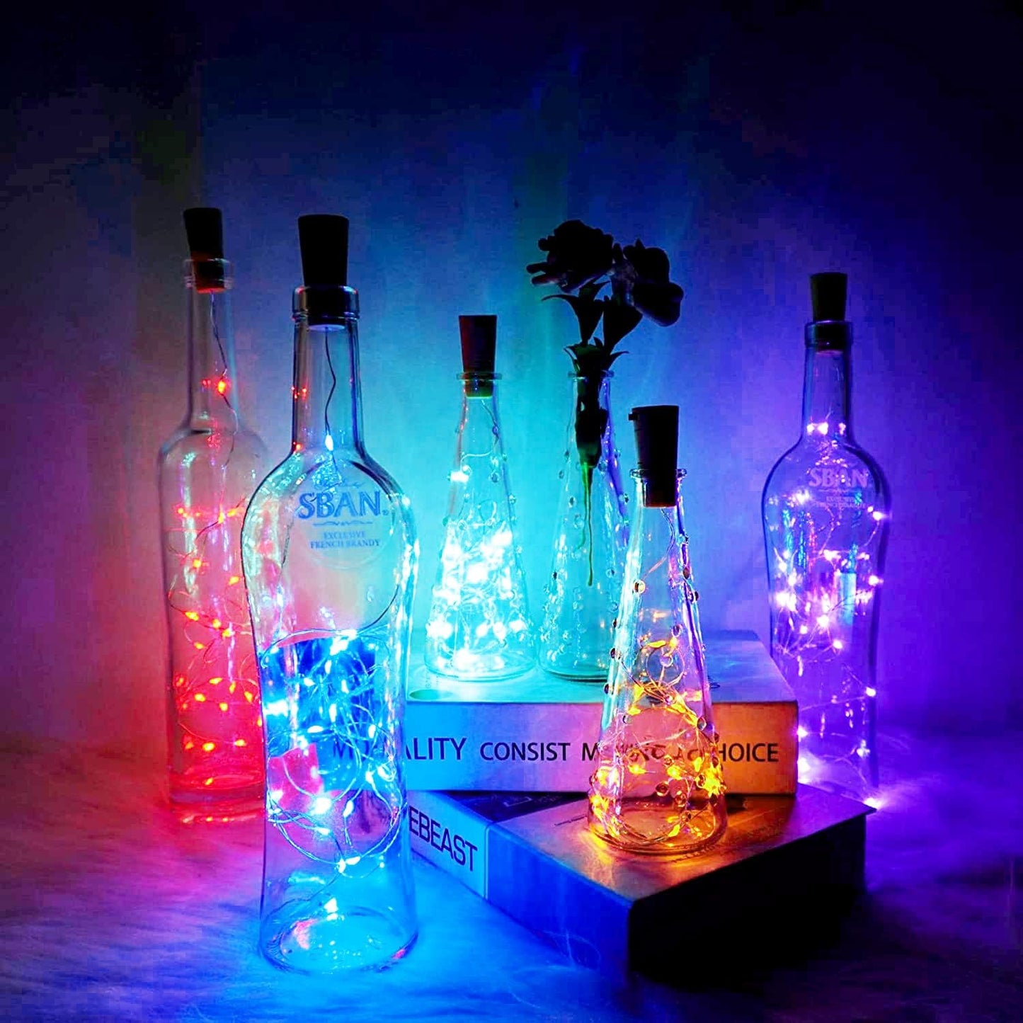 SmilingTown Wine Bottle Cork Lights 15Pack 10 LED 40 Inches Battery Operated Silver Wire Liquor Bottle Fairy Mini String Lights for Party Christmas Halloween Wedding Decoration