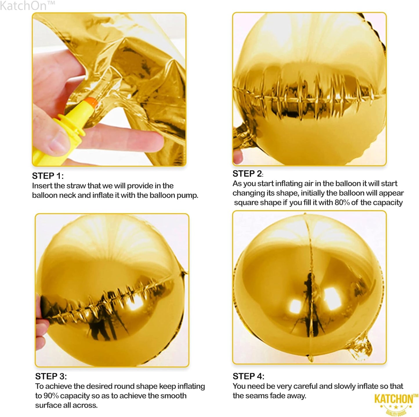 KatchOn, Big Gold Foil Balloon - 22 Inch, Pack of 6 | Gold Mylar Balloons for Golden Party Decorations | Metallic Balloon for Disco, Retirement, Anniversary, Bridal Shower, Birthday Decorations