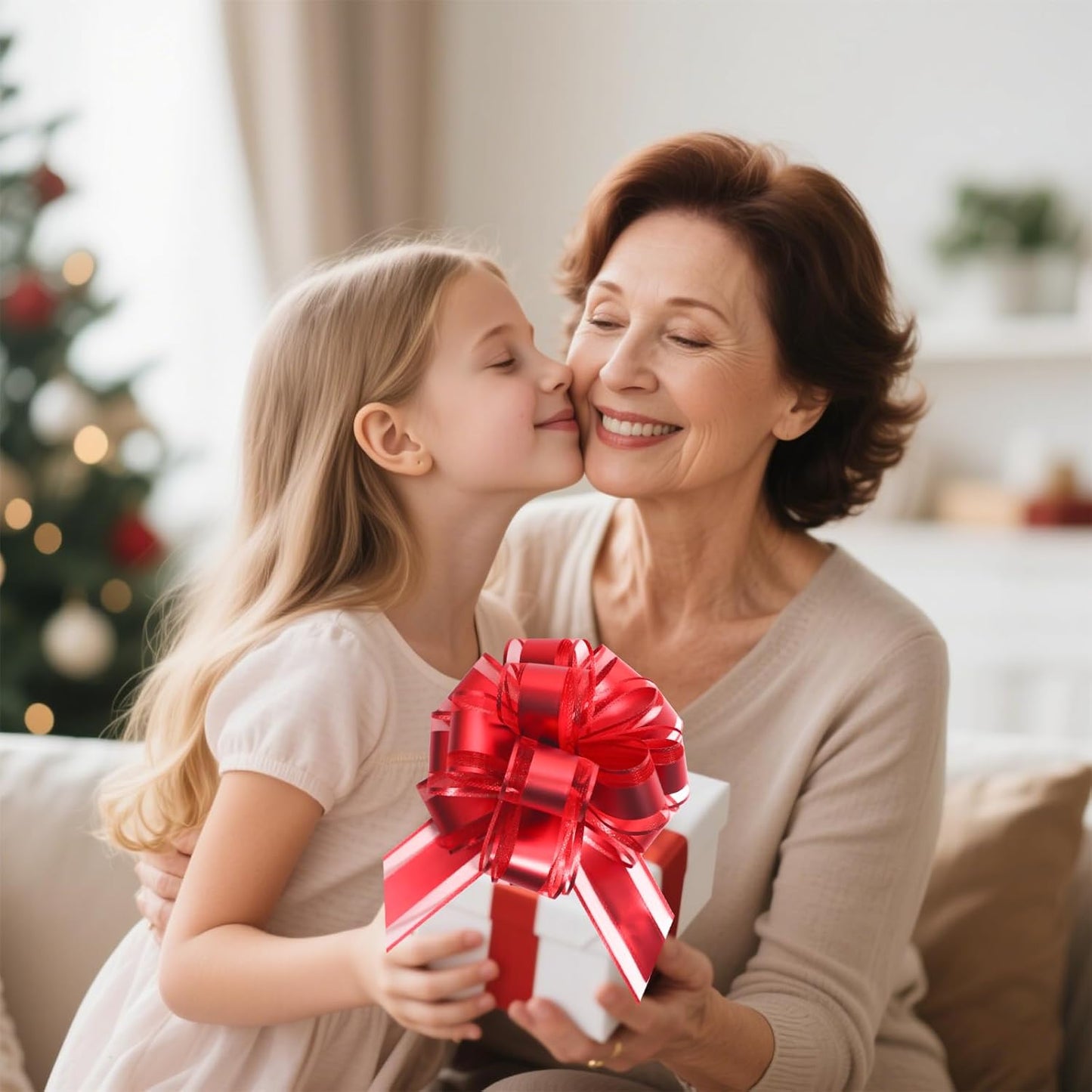 12 PCS 6 Inch Organza Red Pull Bows - Perfect for Gift Wrapping, Wedding Decor, Car Bows, Birthday Parties, Christmas and Valentine's Day