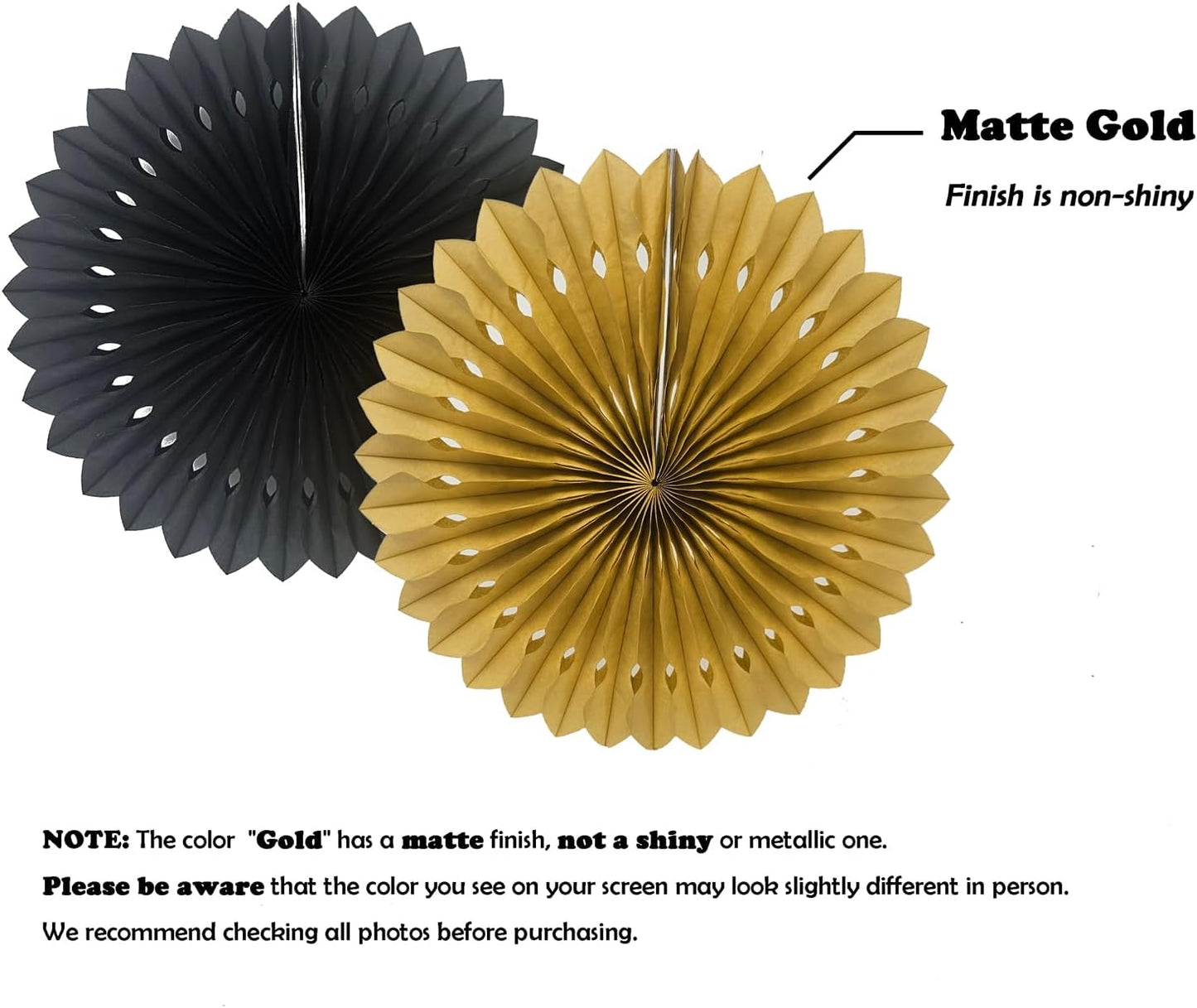 ZOOYOO Hanging Paper Fans Party Decorations,12 Pcs Black Gold Honeycomb Round Fans,Ceiling Decor for Birthday,Wedding,Graduations,Christmas,New Year Party Backdrop