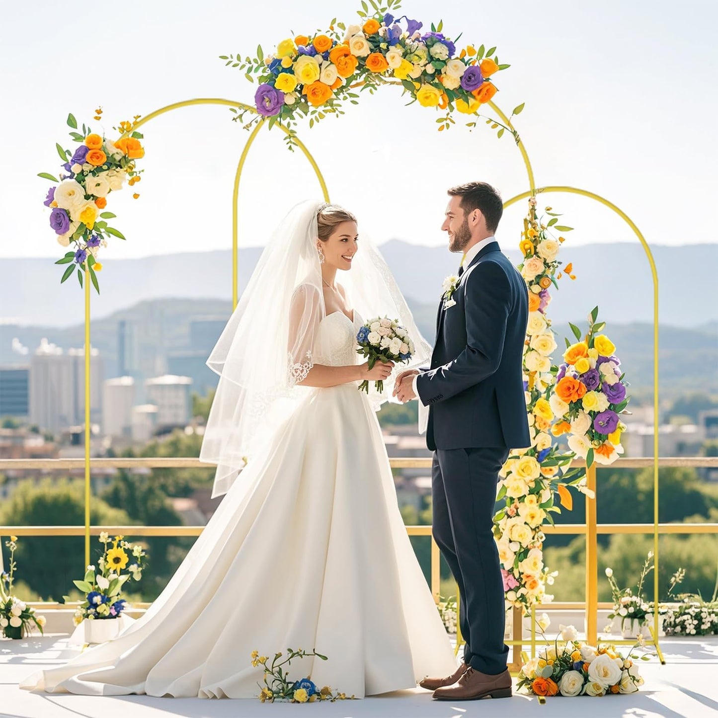 Arch Backdrop Stand and Cover Set of 3 (6FT, 5FT, 4FT) Backdrop Stand for Parties Dusty Blue Arch Covers Stretchy Backdrop Metal Arch Frame Stand for Wedding Graduation Ceremony Birthday Decoration