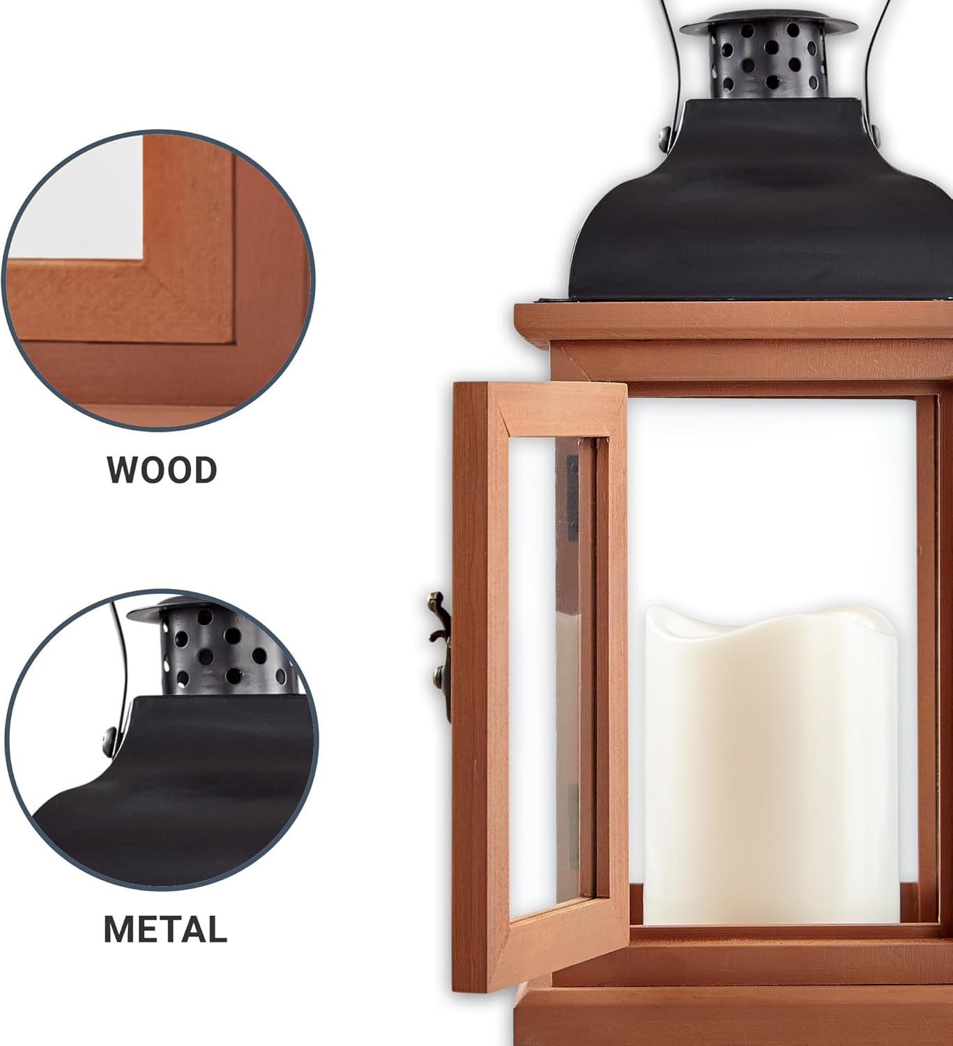 Let's Make Memories Personalized Memorial Lantern - Sympathy - Condolences - in Memory - LED Candle - Automatic Timer - Wood/Metal - Comfort & Light