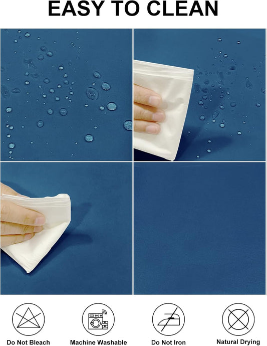 Fokitut 2 Pack Waterproof Rectangle Tablecloth, 90x156 Inch,Stain Resistant and Wrinkle Polyester Table Cloth, Fabric Table Cover for Kitchen Dining, Wedding, Party, Holiday Dinner-Mediterranean Blue