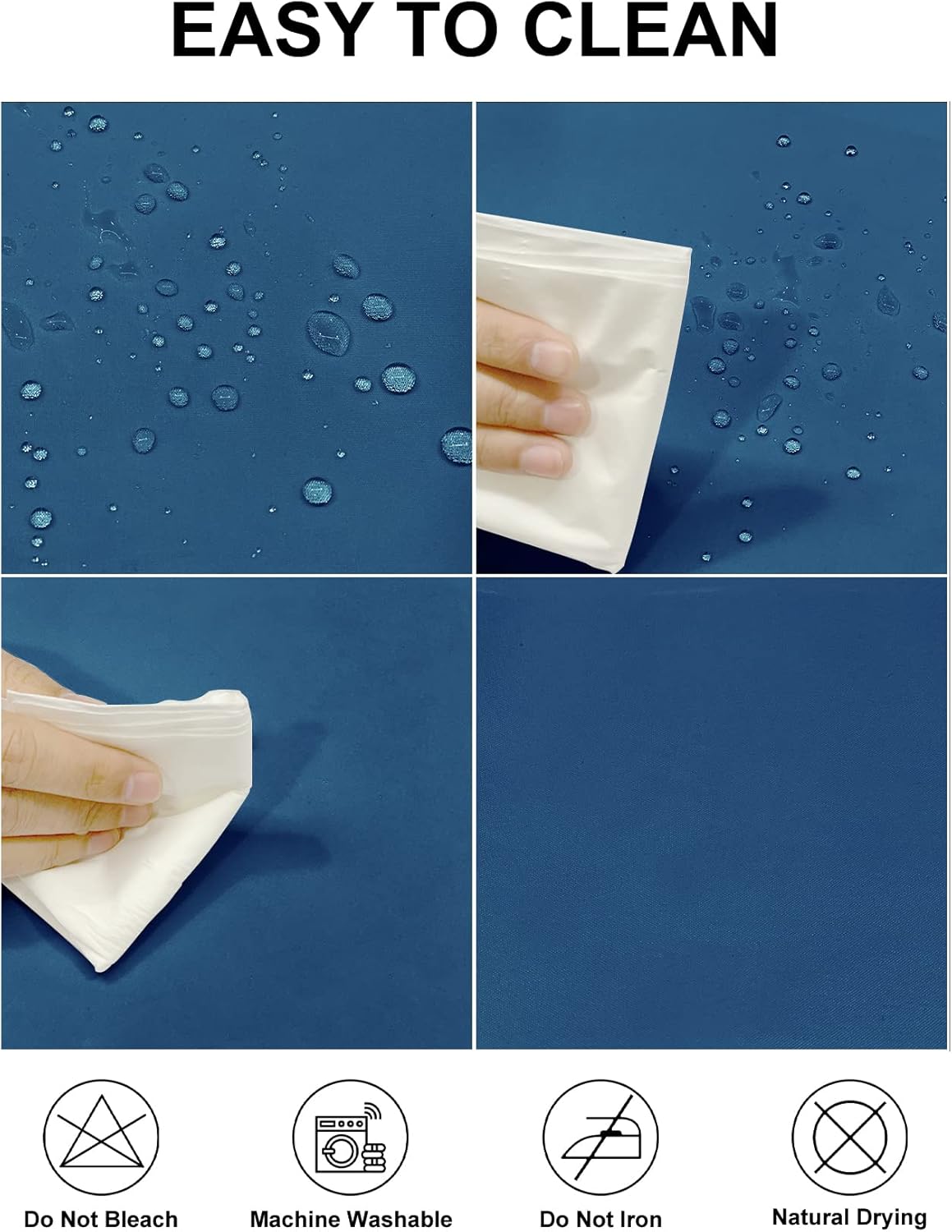 Fokitut 2 Pack Waterproof Round Tablecloth, 108 Inch, Stain Resistant and Wrinkle Polyester Table Cloth, Fabric Table Cover for Kitchen Dining, Wedding, Party, Holiday Dinner-Mediterranean Blue