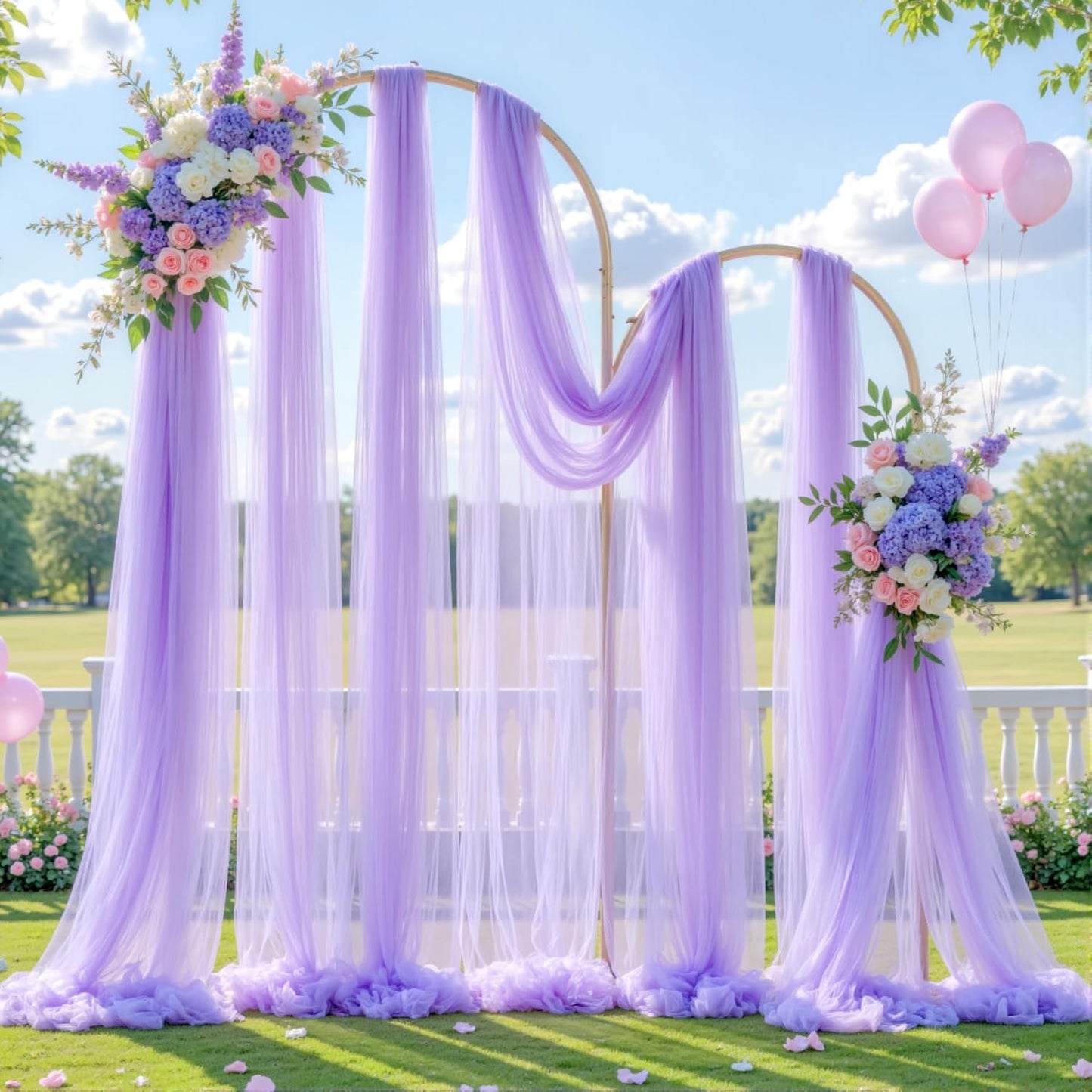 Wedding Arch Draping Fabric Backdrop 1 Panel 30" x 19Ft Purple Arch Drapes Curtains for Wedding Reception Sheer Tulle Backdrop Curtain for Ceremony Birthday Party Baby Shower Arbor Ceiling Decorations