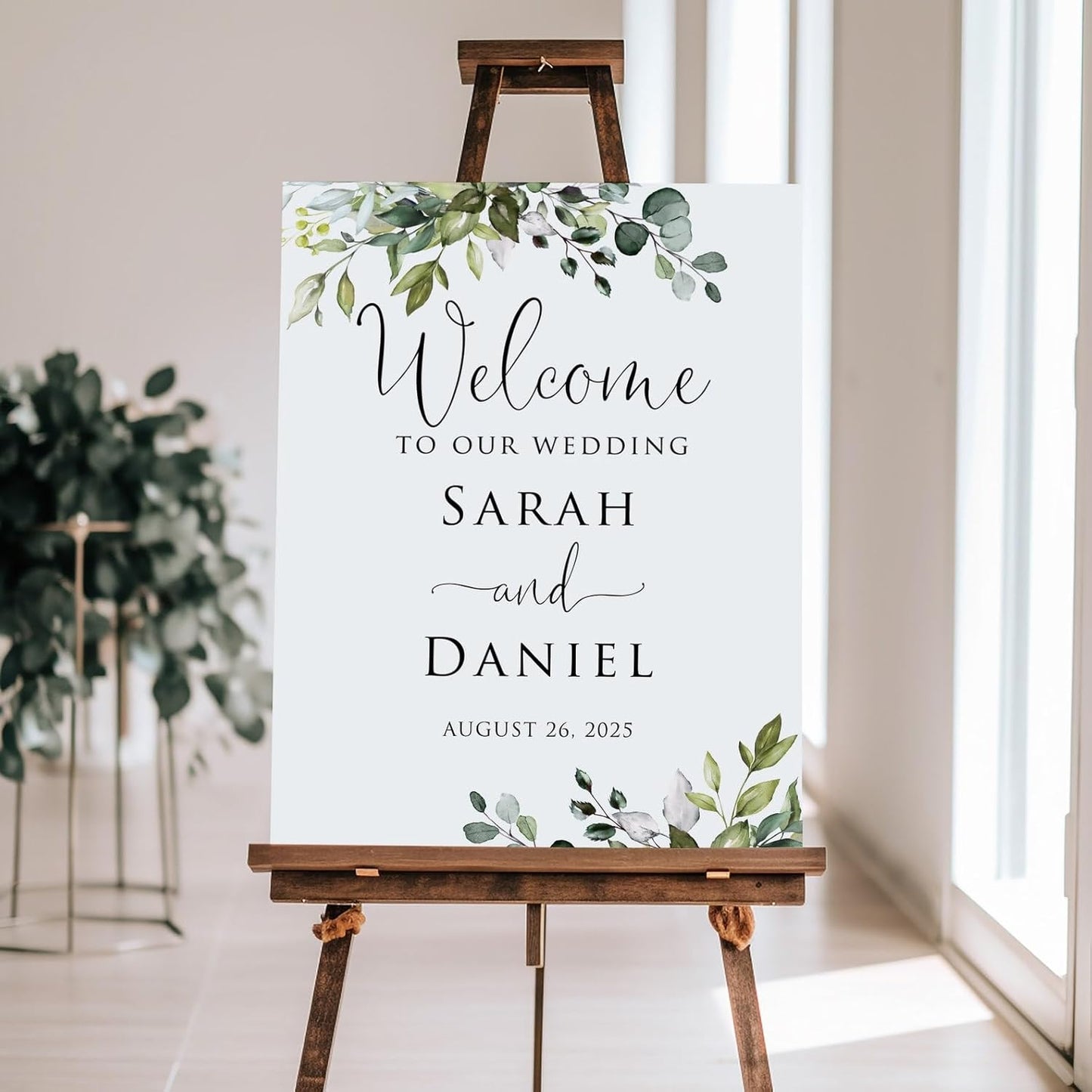 Welcome Wedding Sign Personalized, Personalized Wedding Welcome Sign Greenery Eucalyptus Botanical