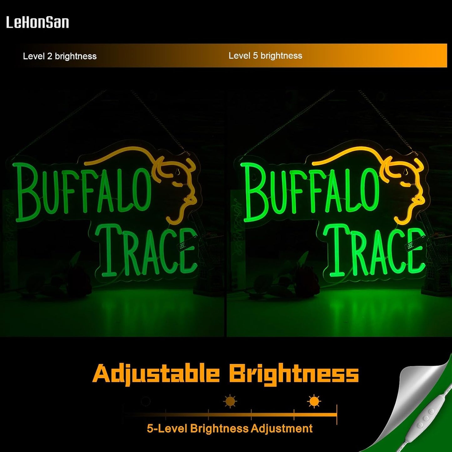 Whiskey Neon Sign for Bar Wall Decor, Buffalo Whiskey Dimmable Light Up Bar Signs for Man Cave Room Decor Bar Shop Pub Bistro Party Hotel Game Room Decor Gifts, USB Powered